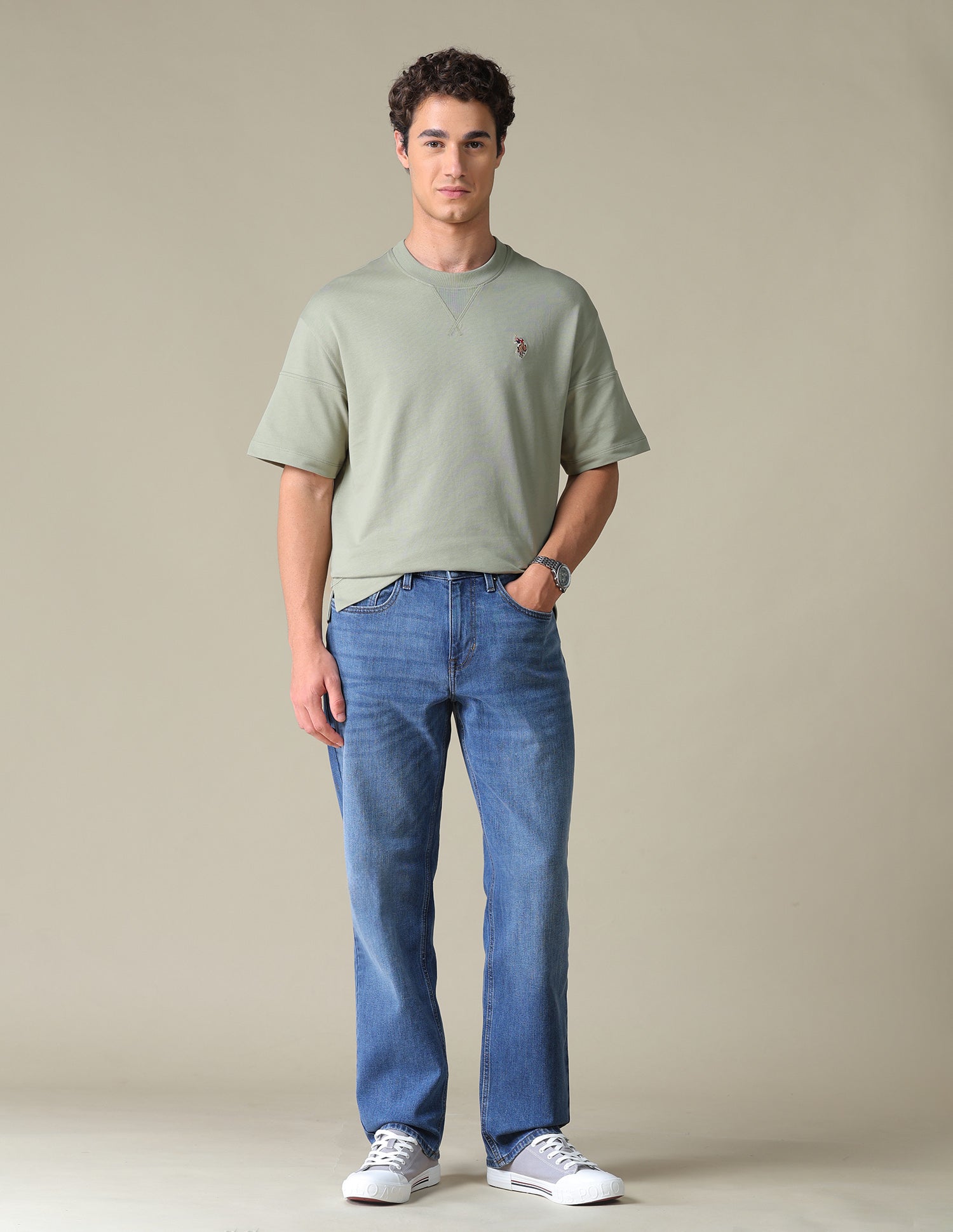 Shawn Relaxed Fit Blue Jeans Mid Blue - U.S. Polo Assn. India | Large
