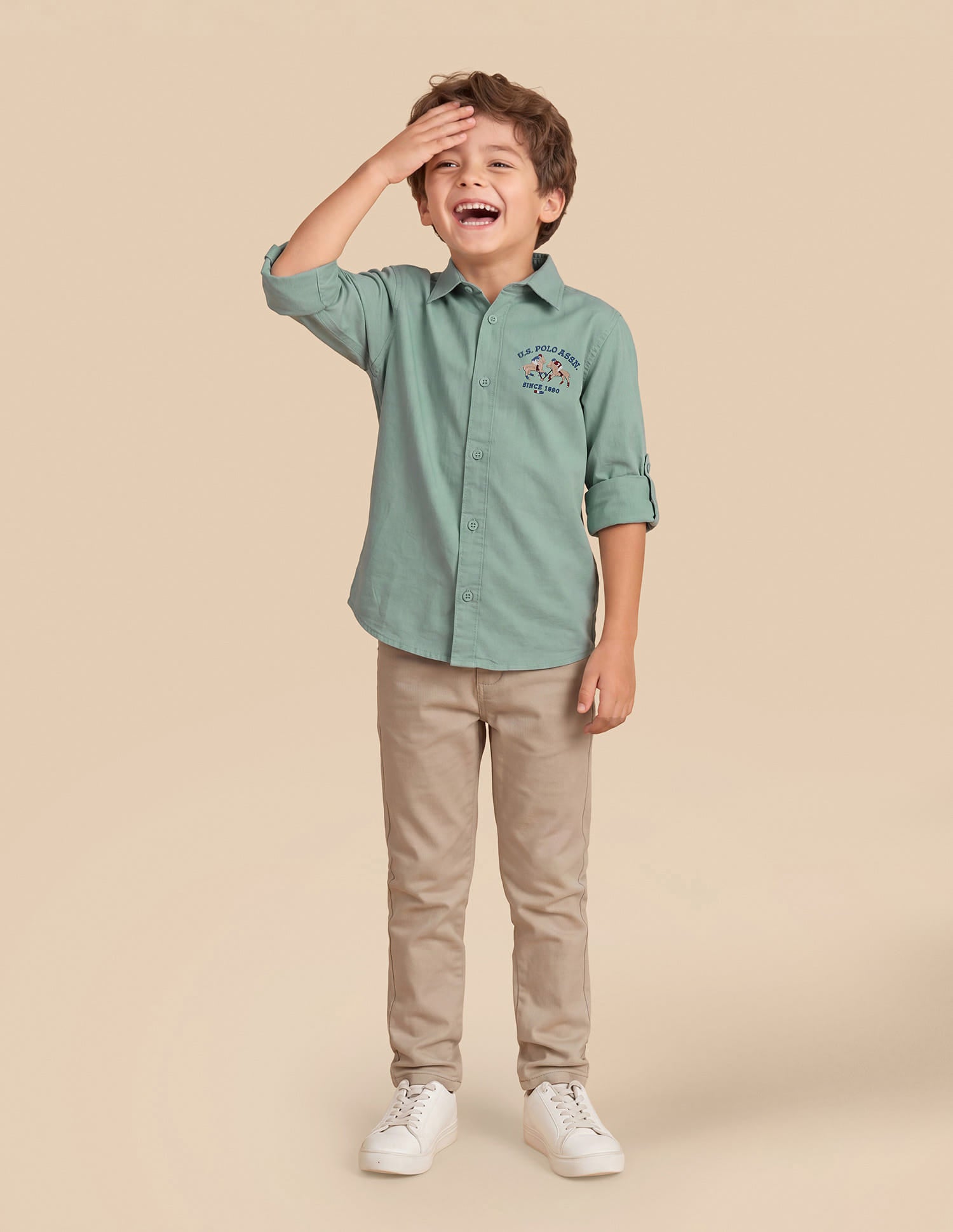Solid Regular Fit Shirt Green - U.S. Polo Assn. India | Large