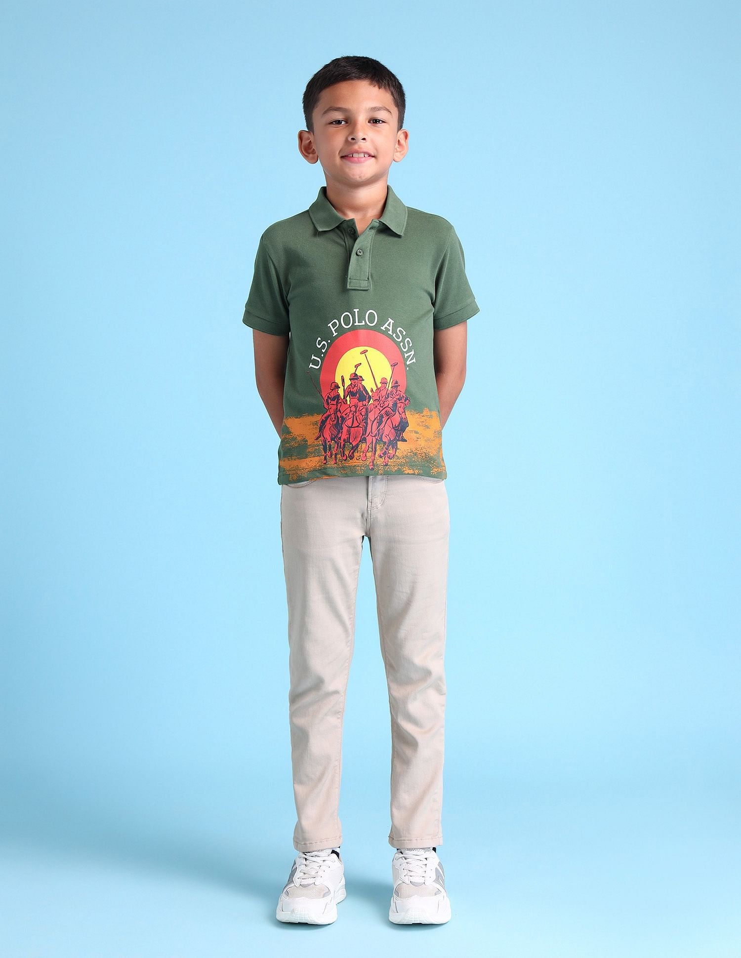 Boys Brand Printed Polo Shirt Olive - U.S. POLO ASSN. | Large