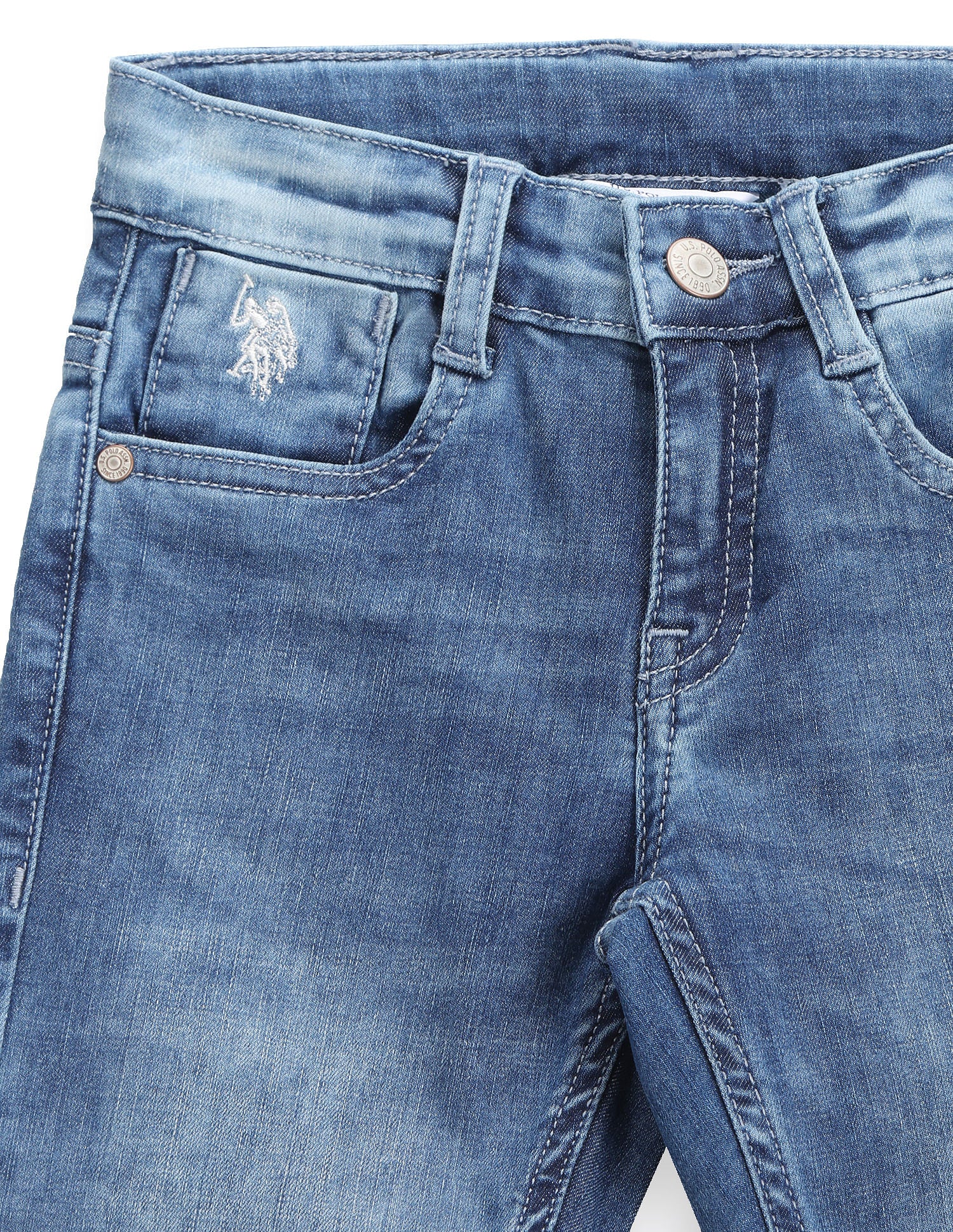 Boys Slim Fit Stone Wash Jeans Blue - U.S. POLO ASSN. | Large