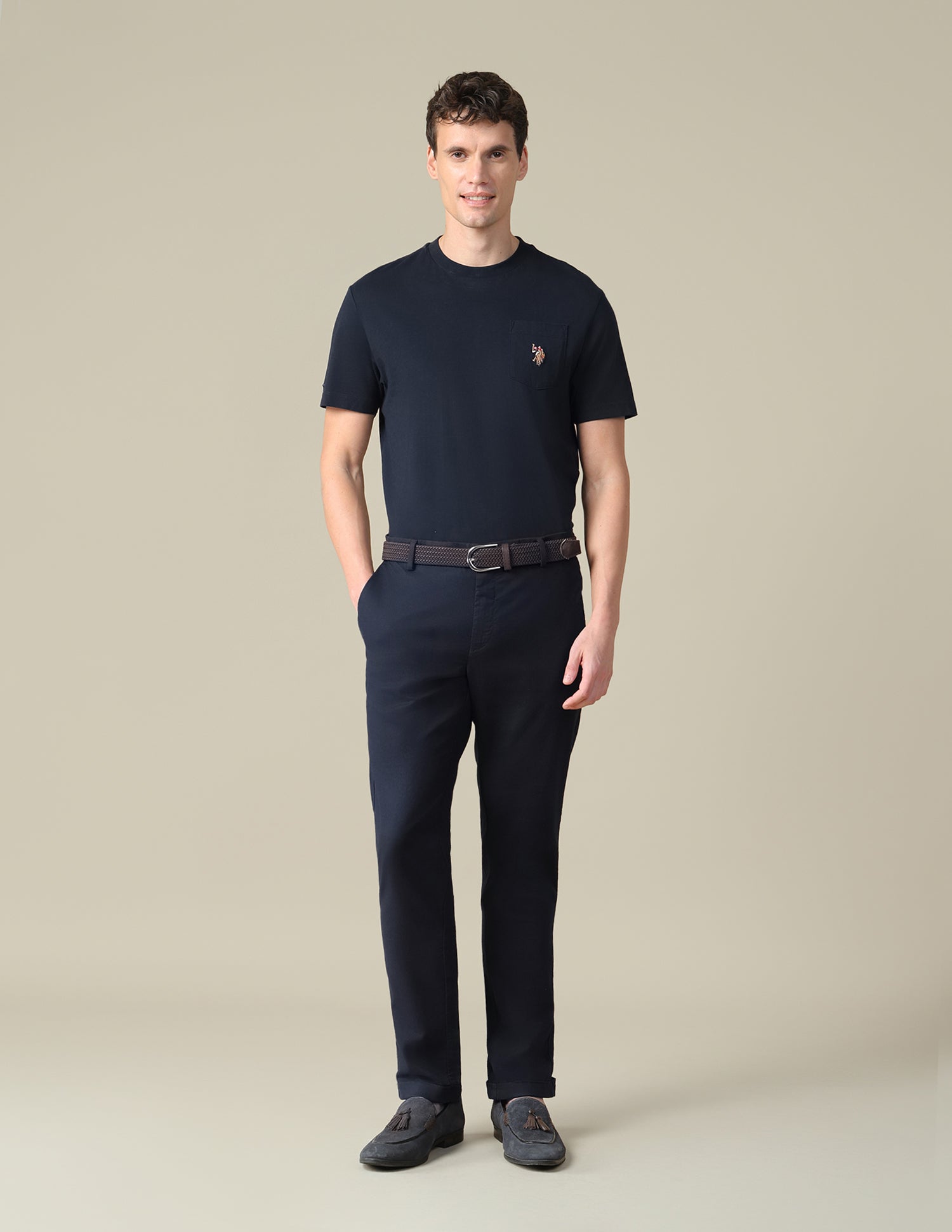 Mid Rise Denver Slim Fit Trousers Navy - U.S. Polo Assn. India | Large