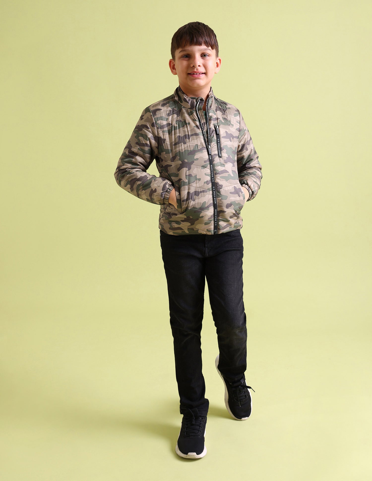 Detachable Hood Camouflage Padded Jacket Olive - U.S. POLO ASSN. | Large