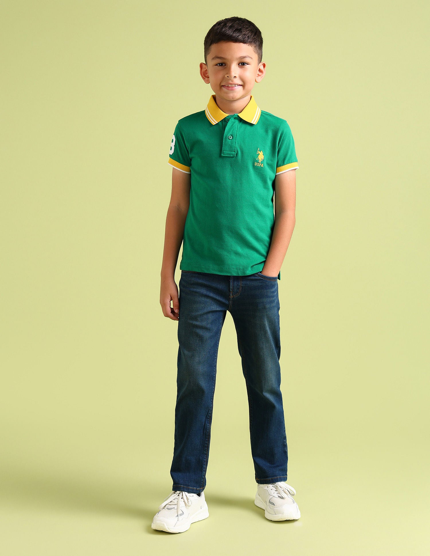 Regular fit Solid Polo Shirt Green - U.S. POLO ASSN. | Large