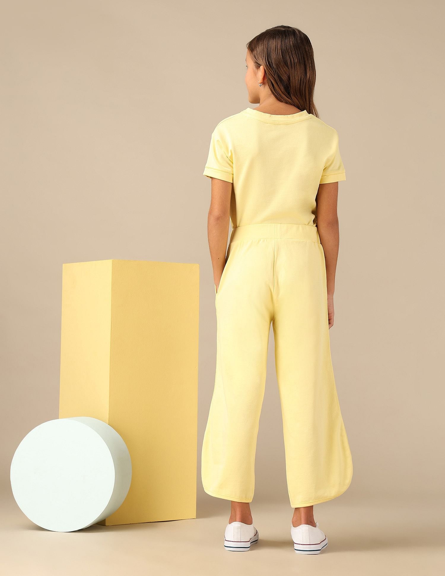 Girls Brand Embroidered Track Pants Yellow Cream - U.S. POLO ASSN. | Large