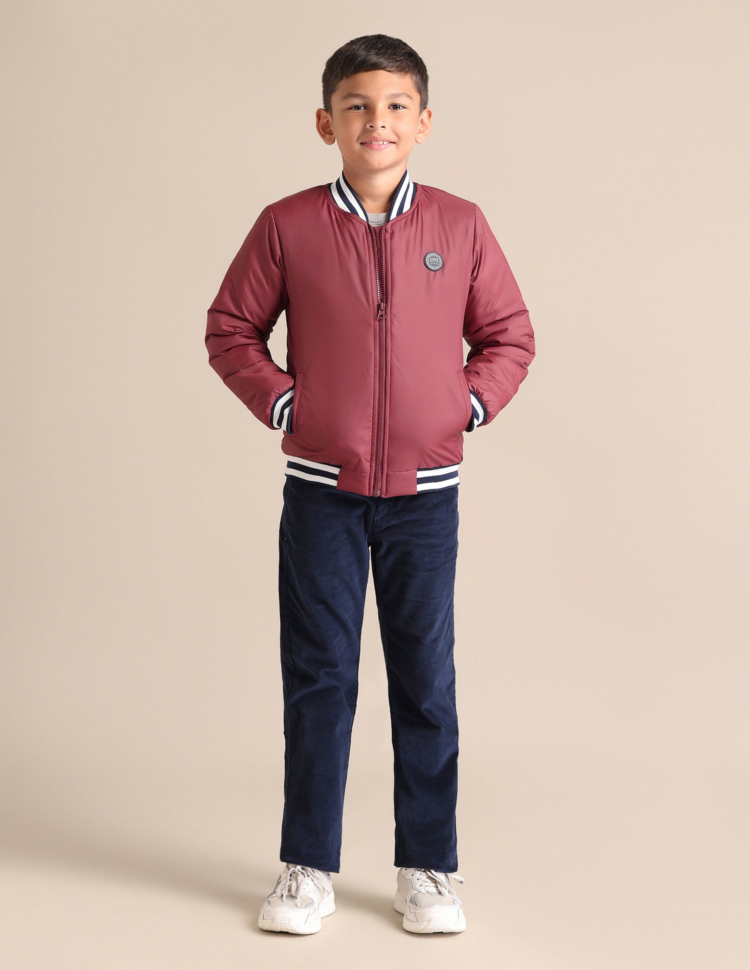 Boys Solid Spread Collar Jacket Maroon - U.S. POLO ASSN. | Large
