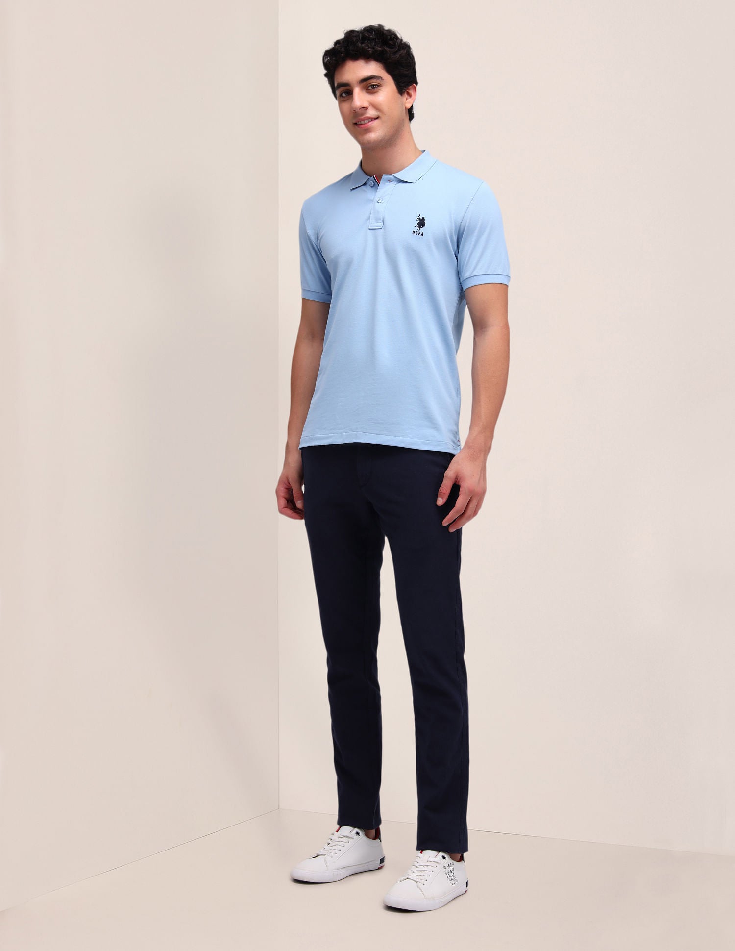 Slim Fit Solid Polo Shirt Blue - U.S. POLO ASSN. | Large