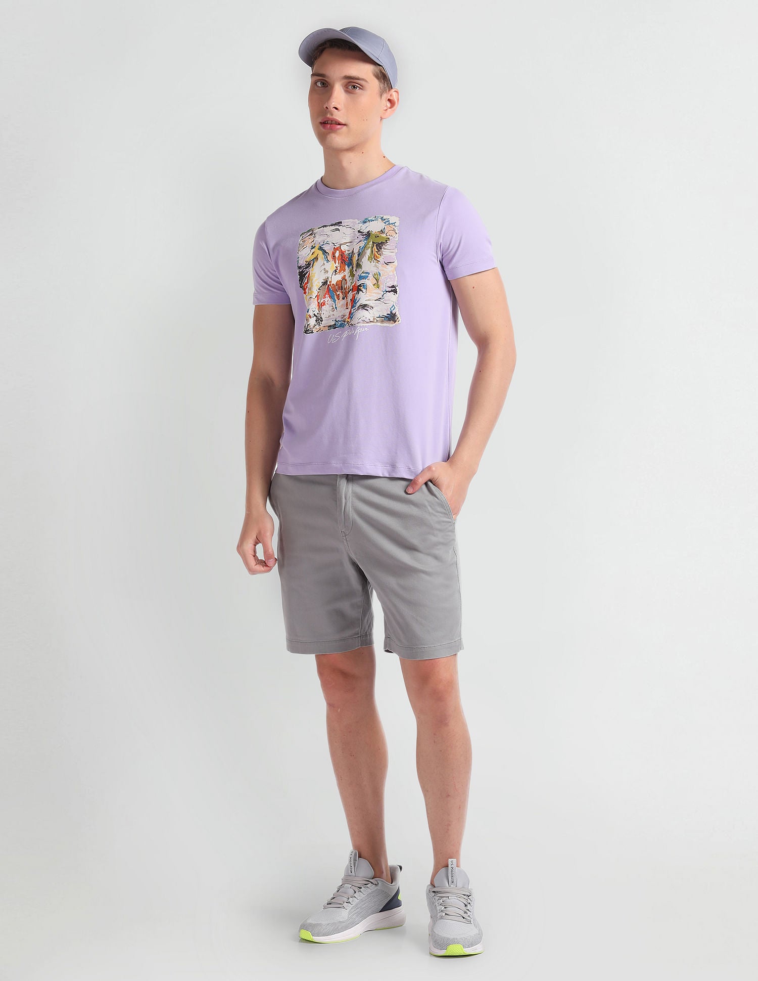 Graphic Print Cotton T-Shirt Purple - U.S. POLO ASSN. | Large
