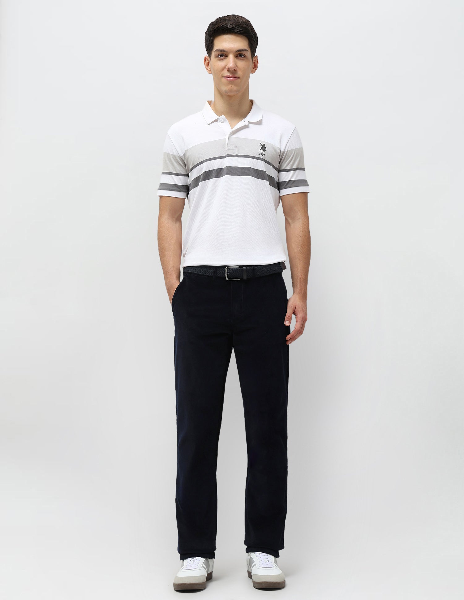 Riley Straight Fit Corduroy Trousers Navy - U.S. POLO ASSN. | Large