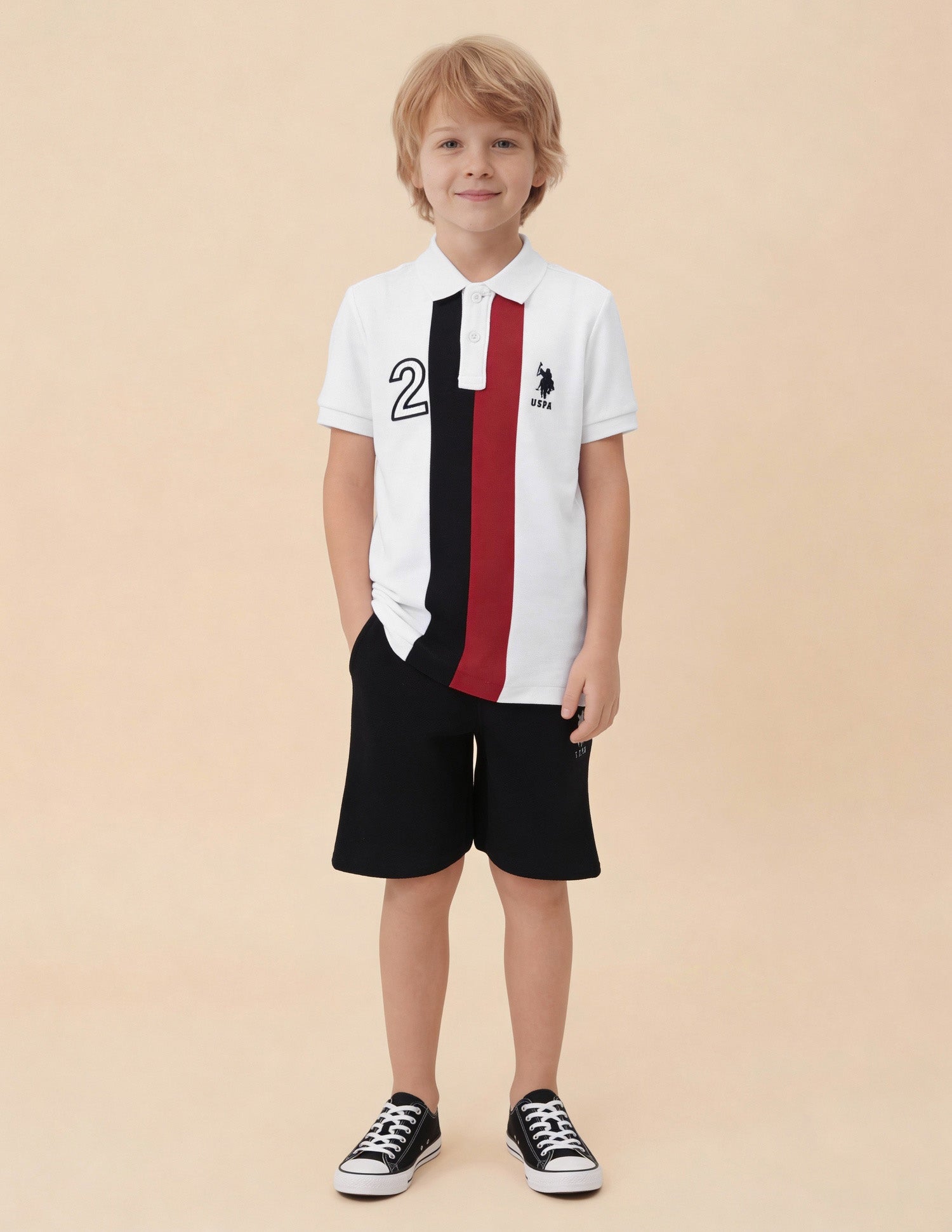 Numeric Embroidered Regular Fit Polo Shirt White - U.S. Polo Assn. India | Large