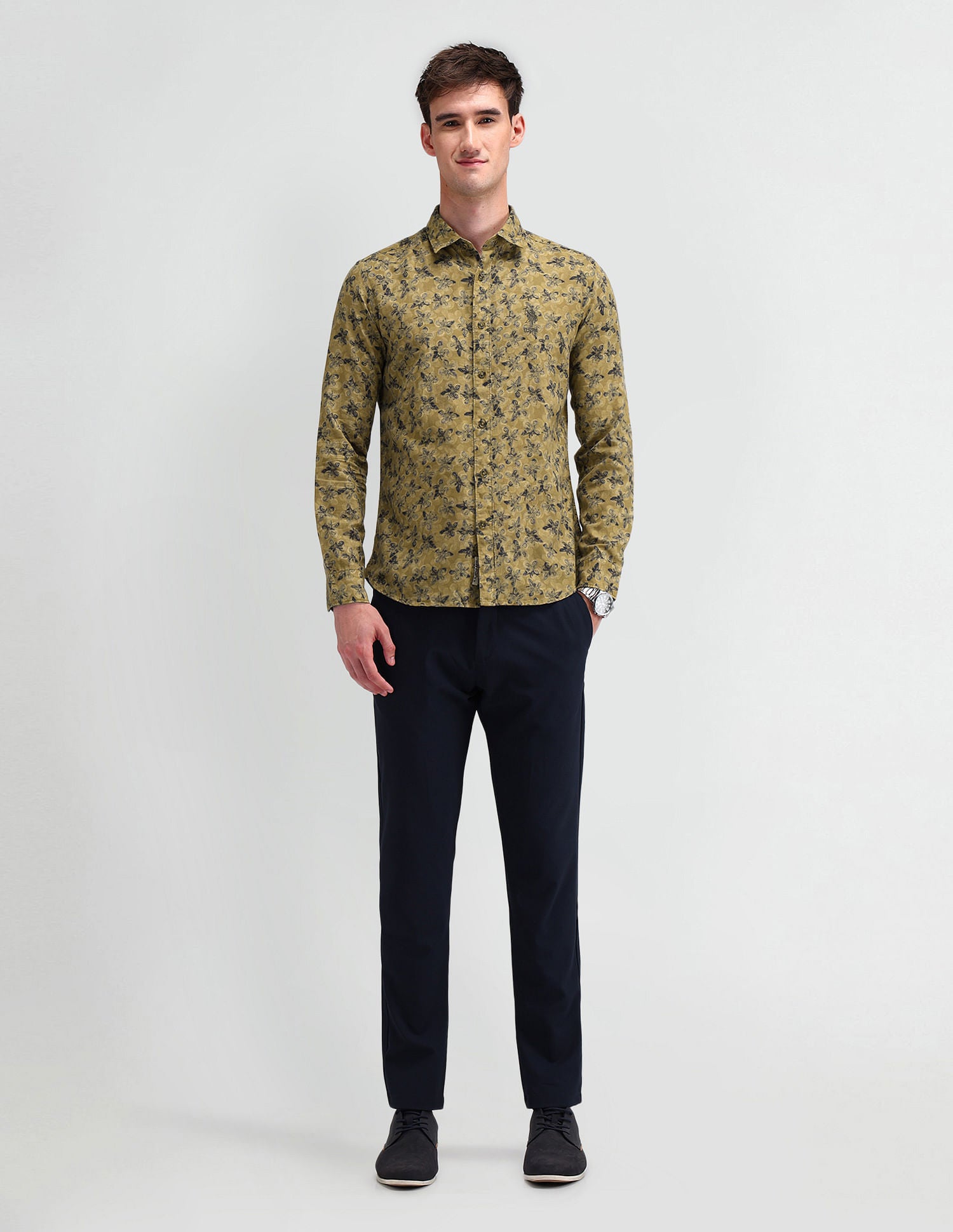Slim Fit Floral Shirt Olive - U.S. Polo Assn. India | Large