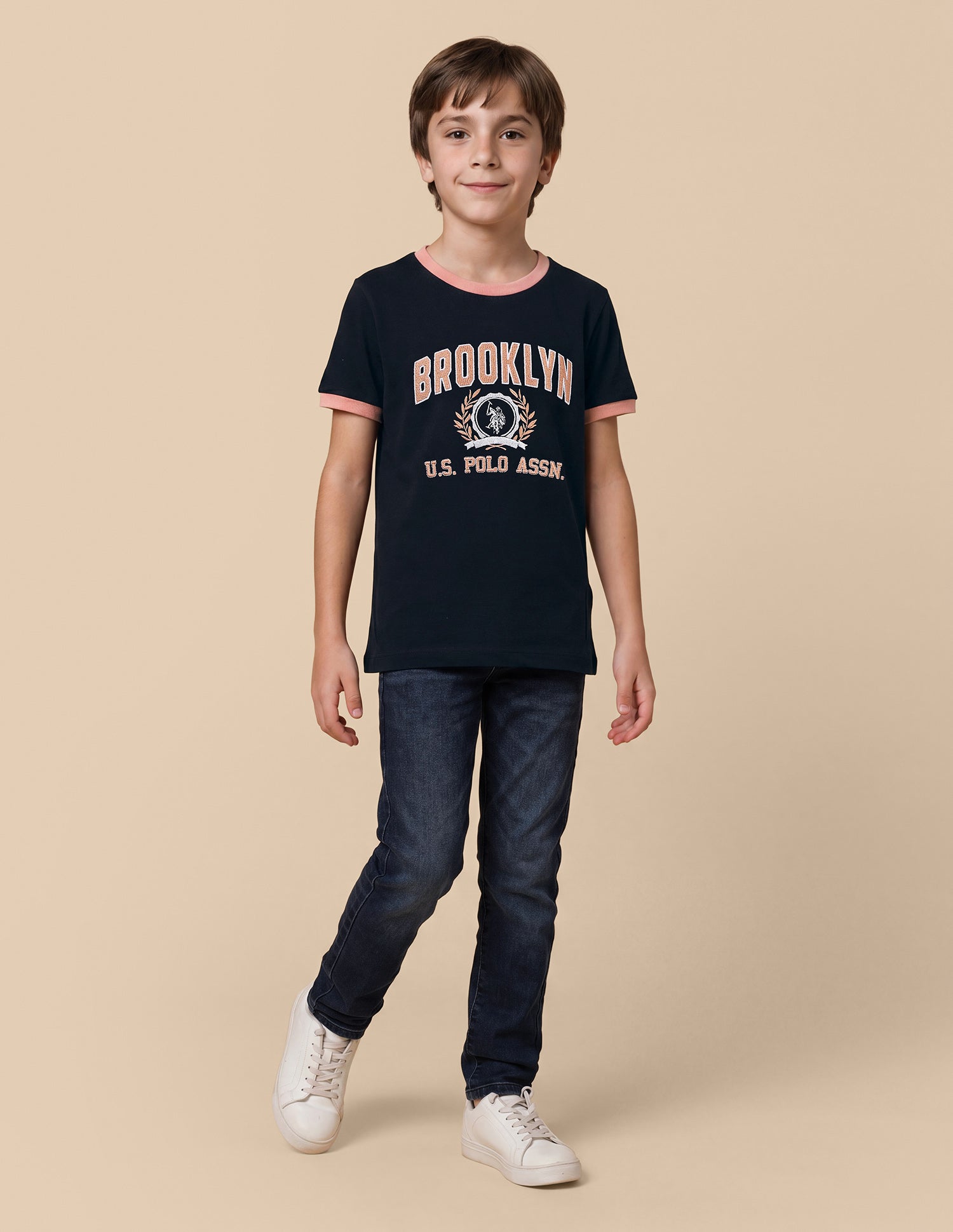 Typographic Brand Printed Regular Fit T-Shirt Navy - U.S. Polo Assn. India | Large