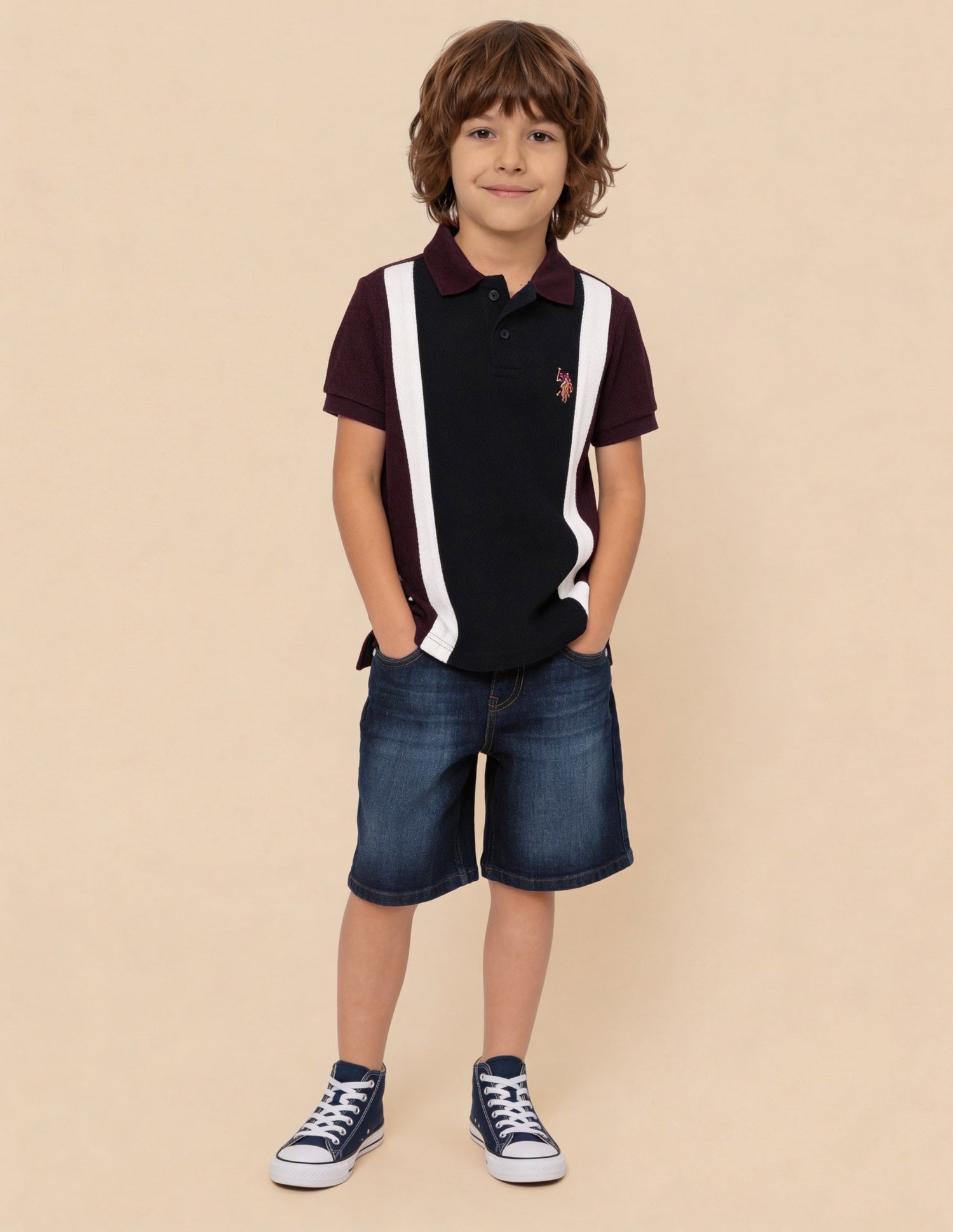 Colour Blocked Regular Fit Polo Shirt Maroon - U.S. Polo Assn. India | Large