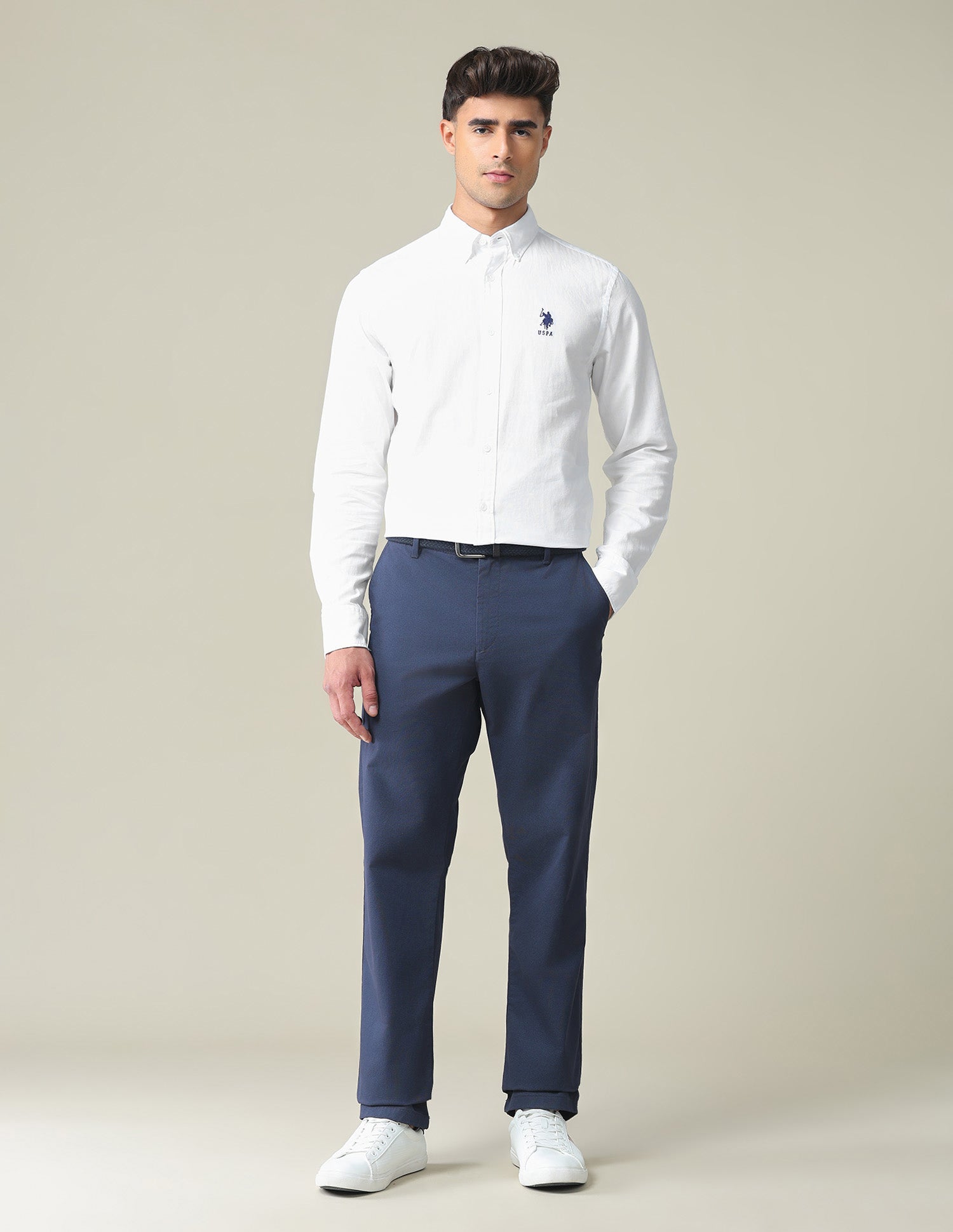 Premium Cotton Solid Formal Shirt White - U.S. POLO ASSN. | Large