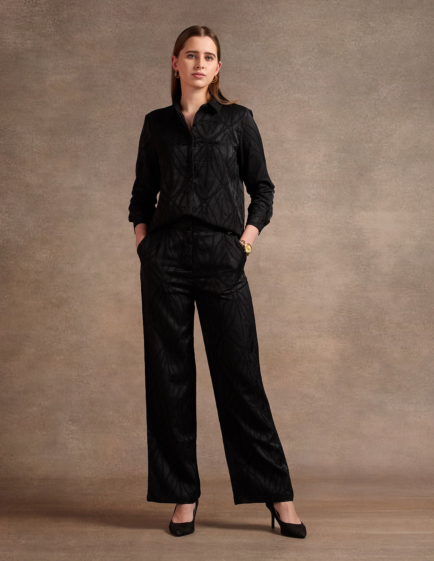 Jacquard Relaxed Fit Shirt Black - U.S. Polo Assn. India | Large
