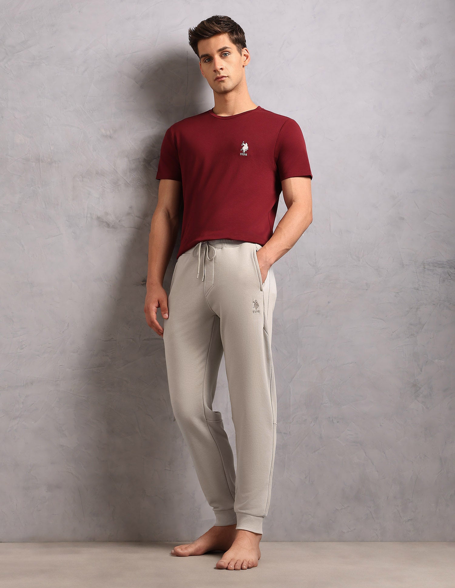 Cotton Terry OJ009 Lounge Jogger - Pack Of 1 Grey Mid Stone - U.S. POLO ASSN. | Large