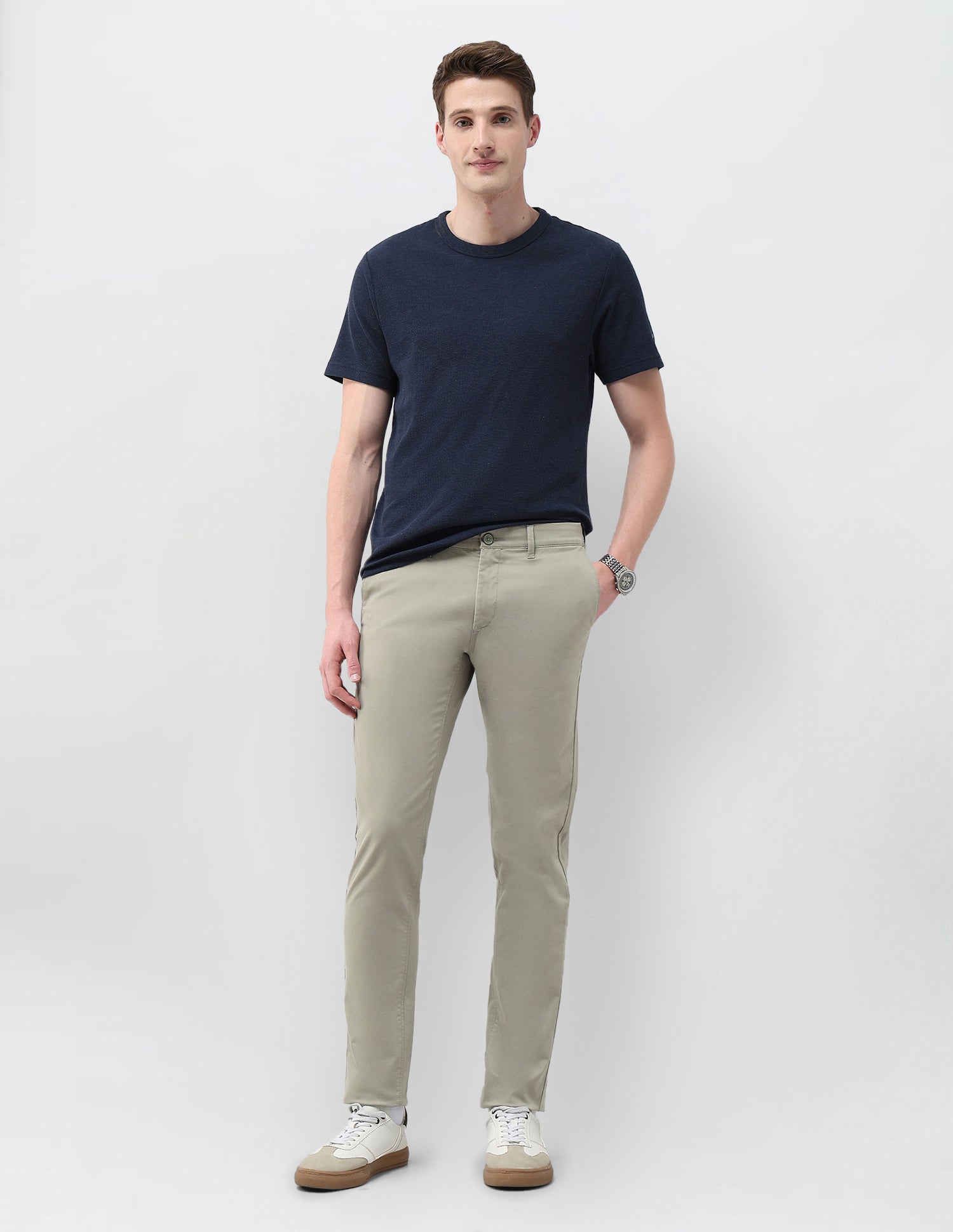 Denver Slim Fit Satin Trousers Light Olive - U.S. Polo Assn. India | Large