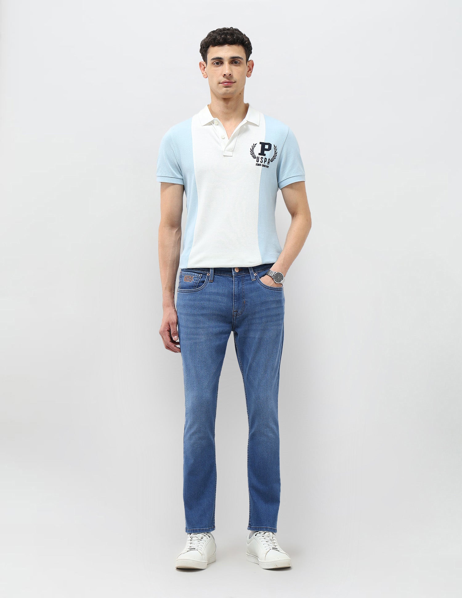 Henry Tapered Fit Blue Jeans Med Blue - U.S. POLO ASSN. | Large