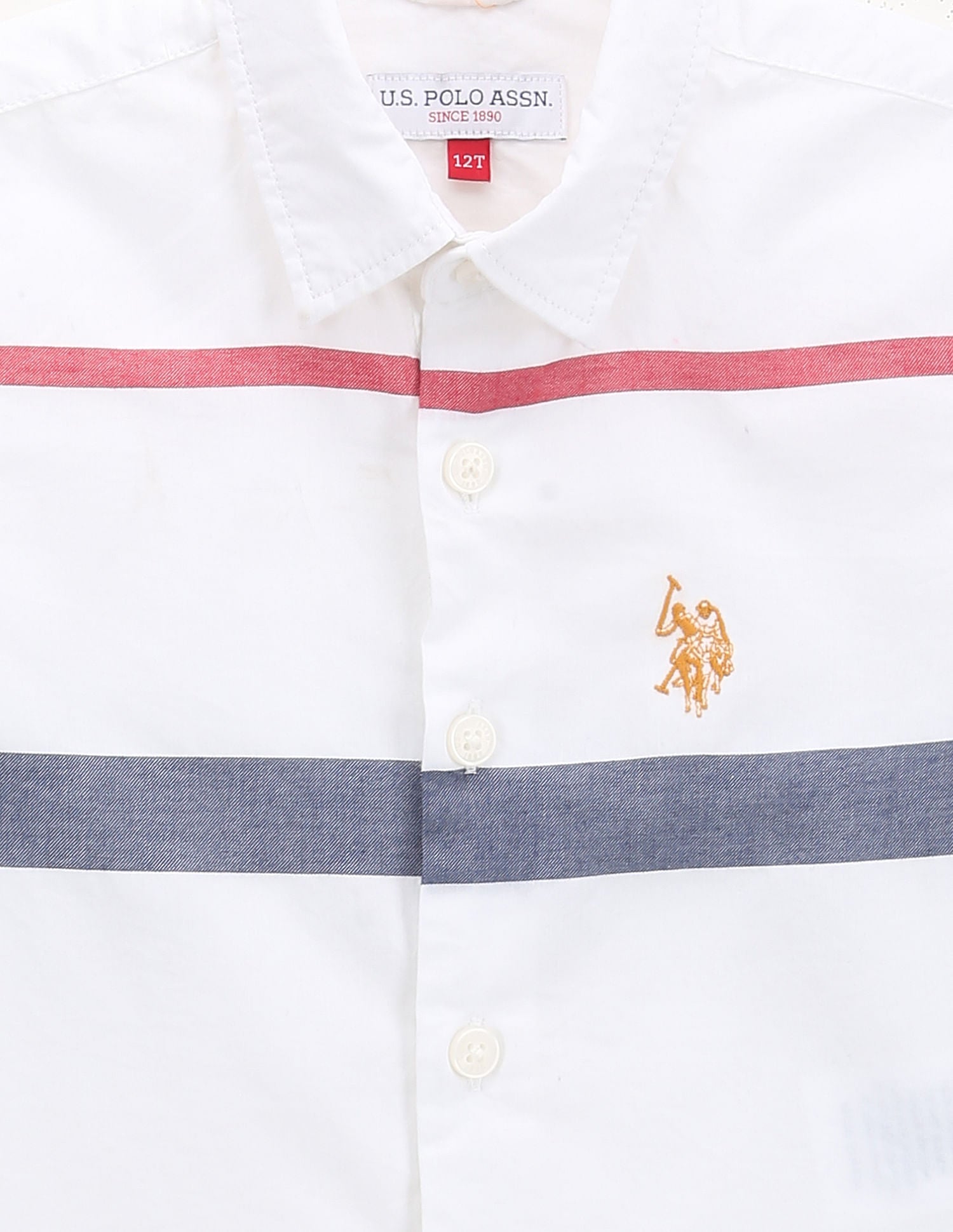 Boys Horizontal Stripe Shirt White - U.S. POLO ASSN. | Large