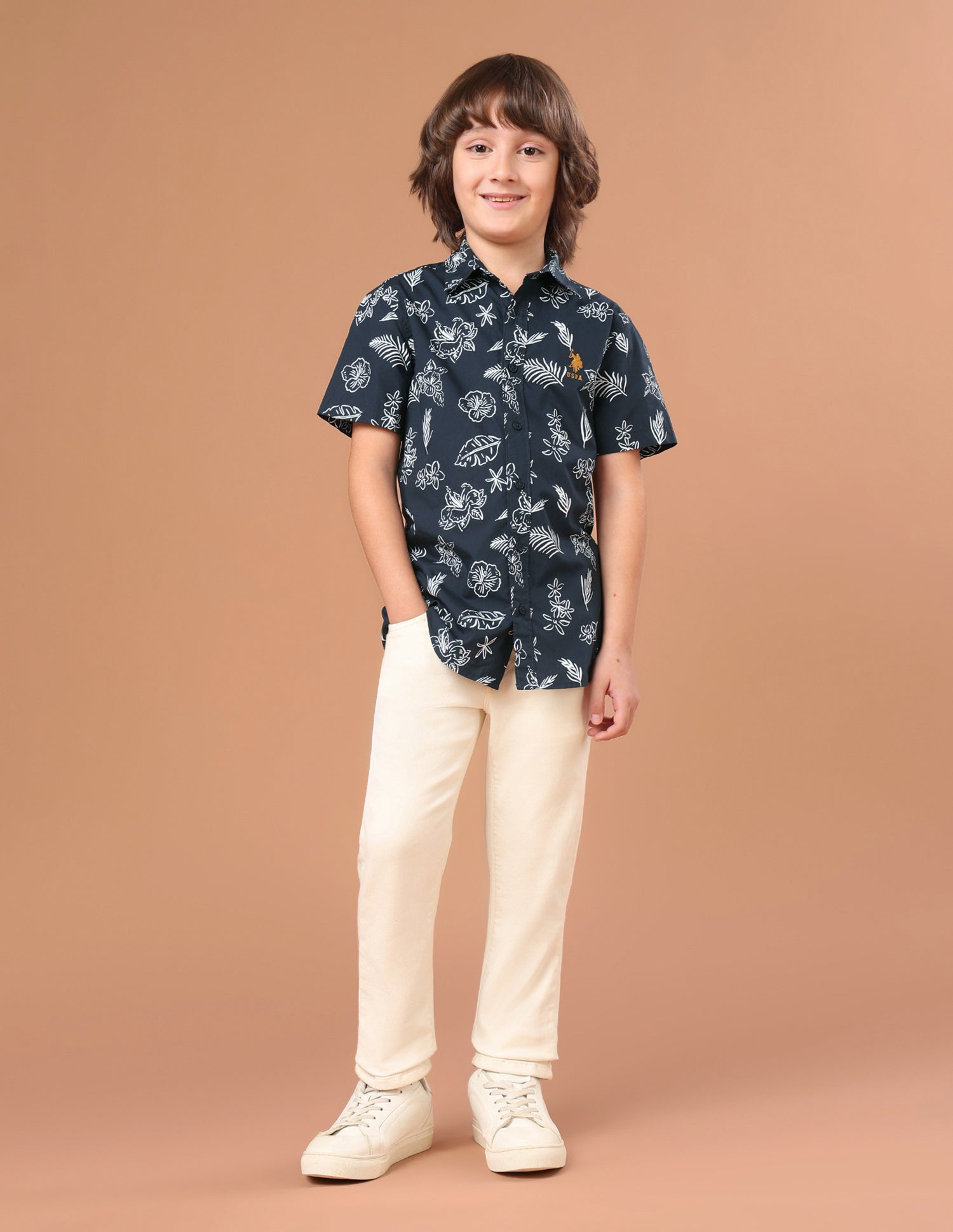 Floral Printed Regular Fit Shirt Navy - U.S. Polo Assn. India | Large