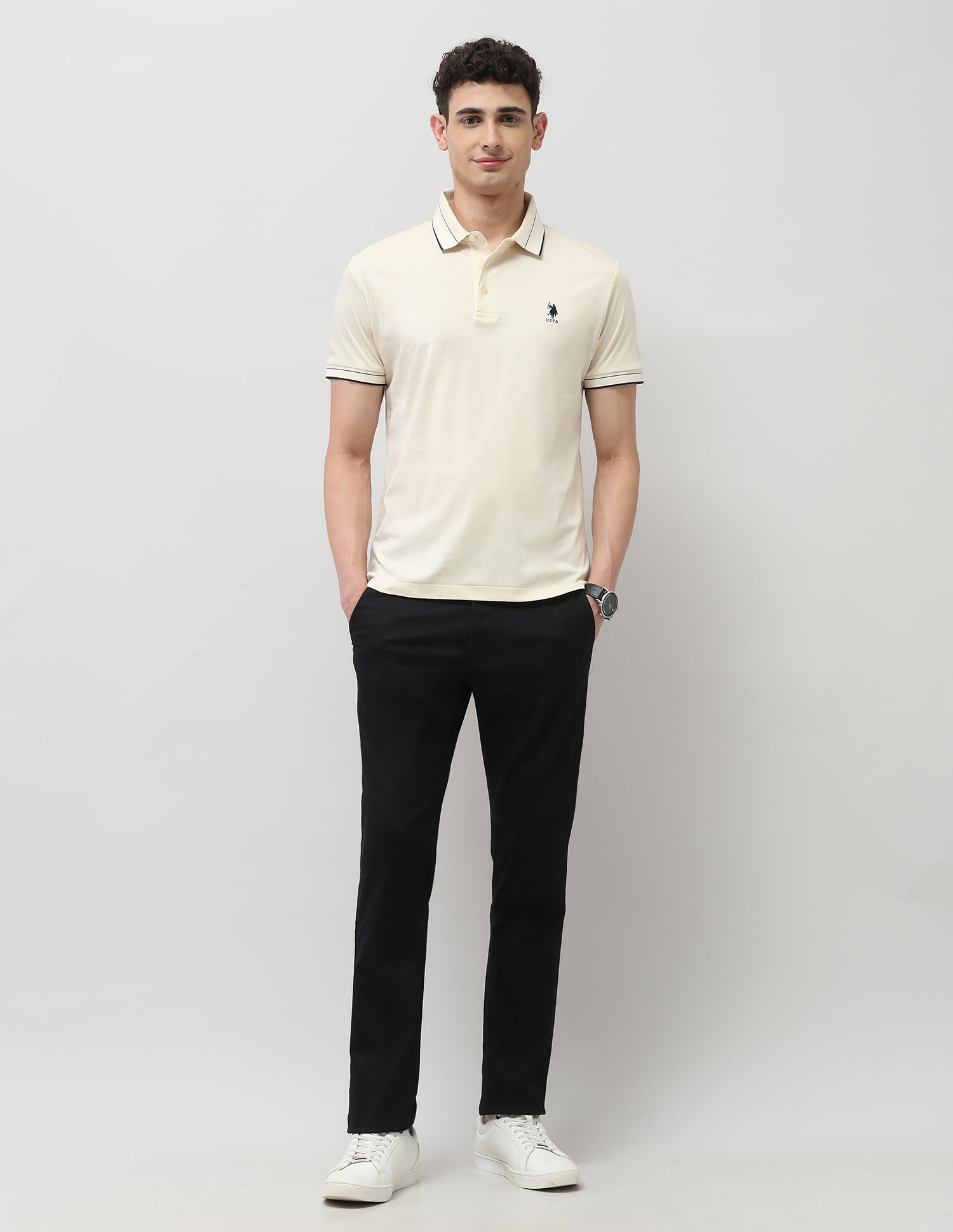 Solid Regular Fit Polo Shirt Beige - U.S. POLO ASSN. | Large