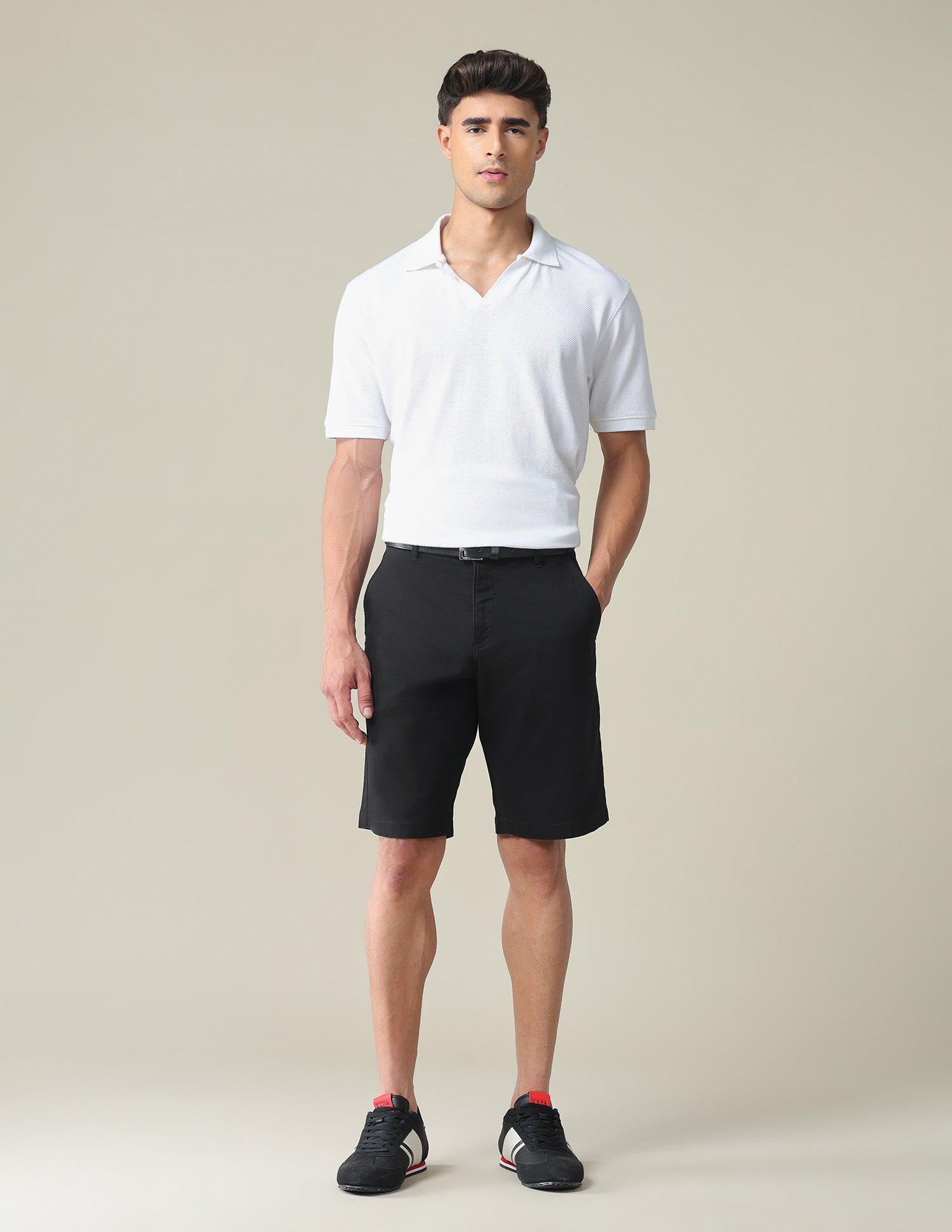 Mid Rise Solid Slim Fit Shorts Black - U.S. POLO ASSN. | Large
