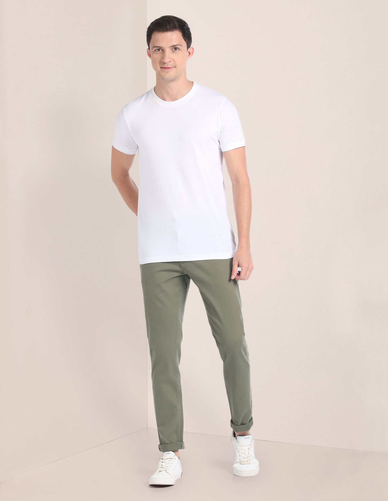 Austin Trim Regular Fit Structured Chinos Olive - U.S. Polo Assn. India | Large