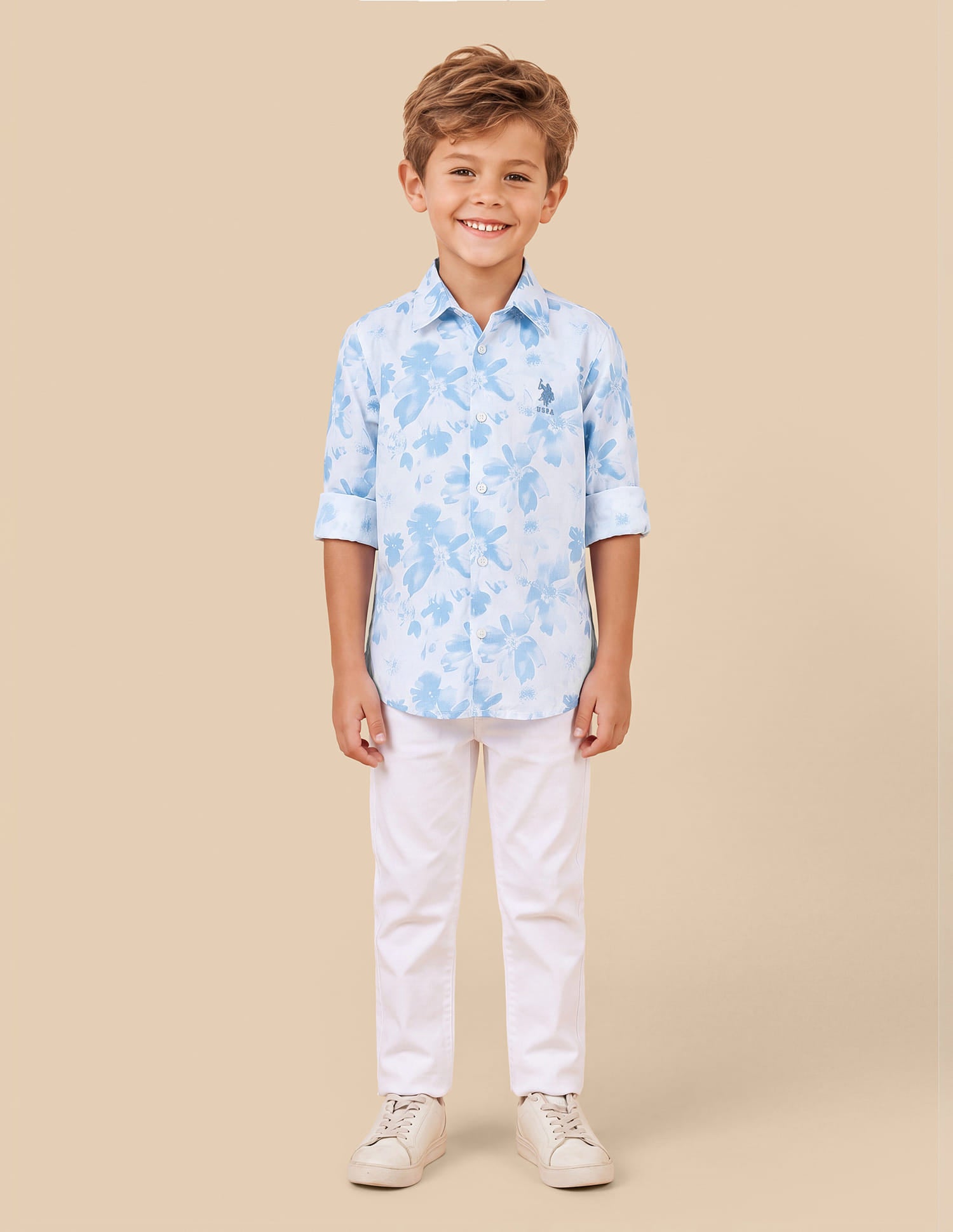 Floral Printed Satin Shirt White - U.S. Polo Assn. India | Large