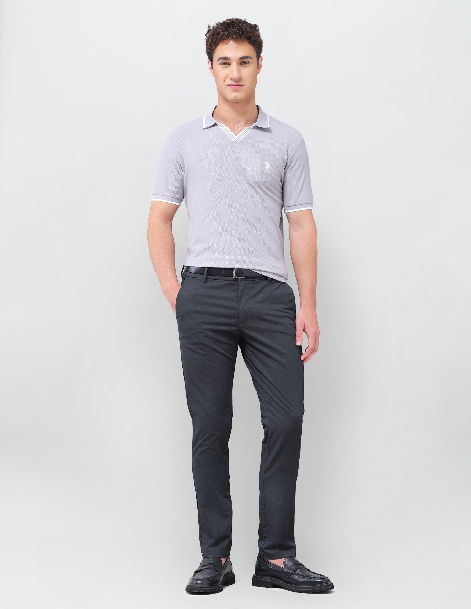Satin Denver Slim Fit Trousers Charcoal - U.S. Polo Assn. India | Large