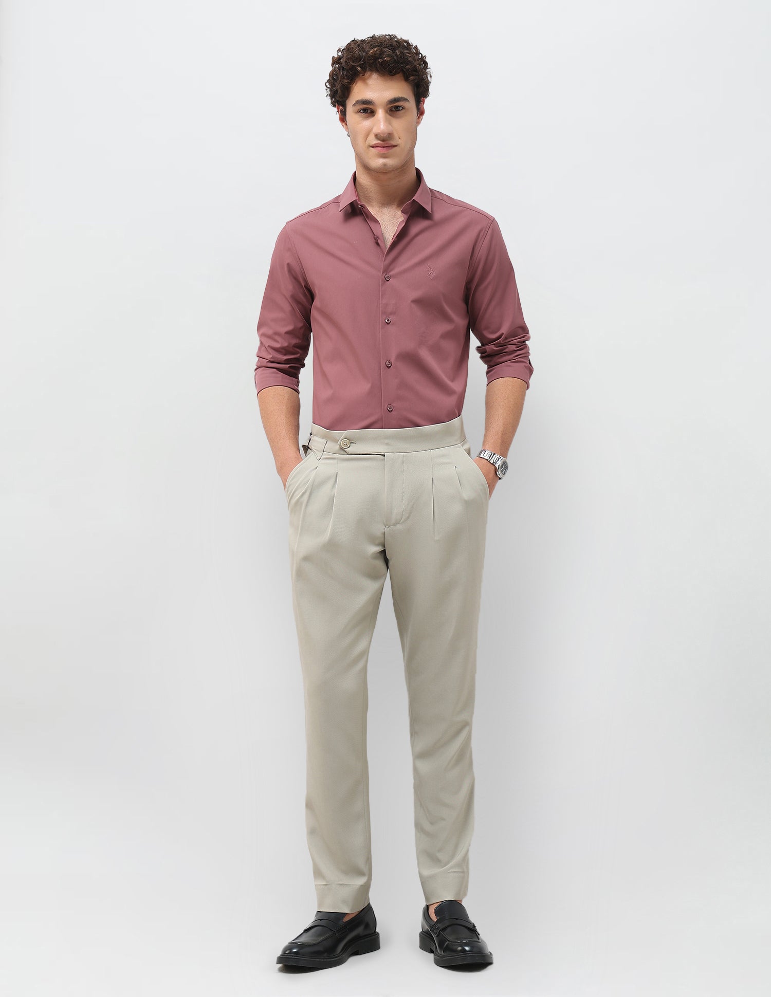 Solid Tailored Fit Shirt Dark Pink - U.S. Polo Assn. India | Large