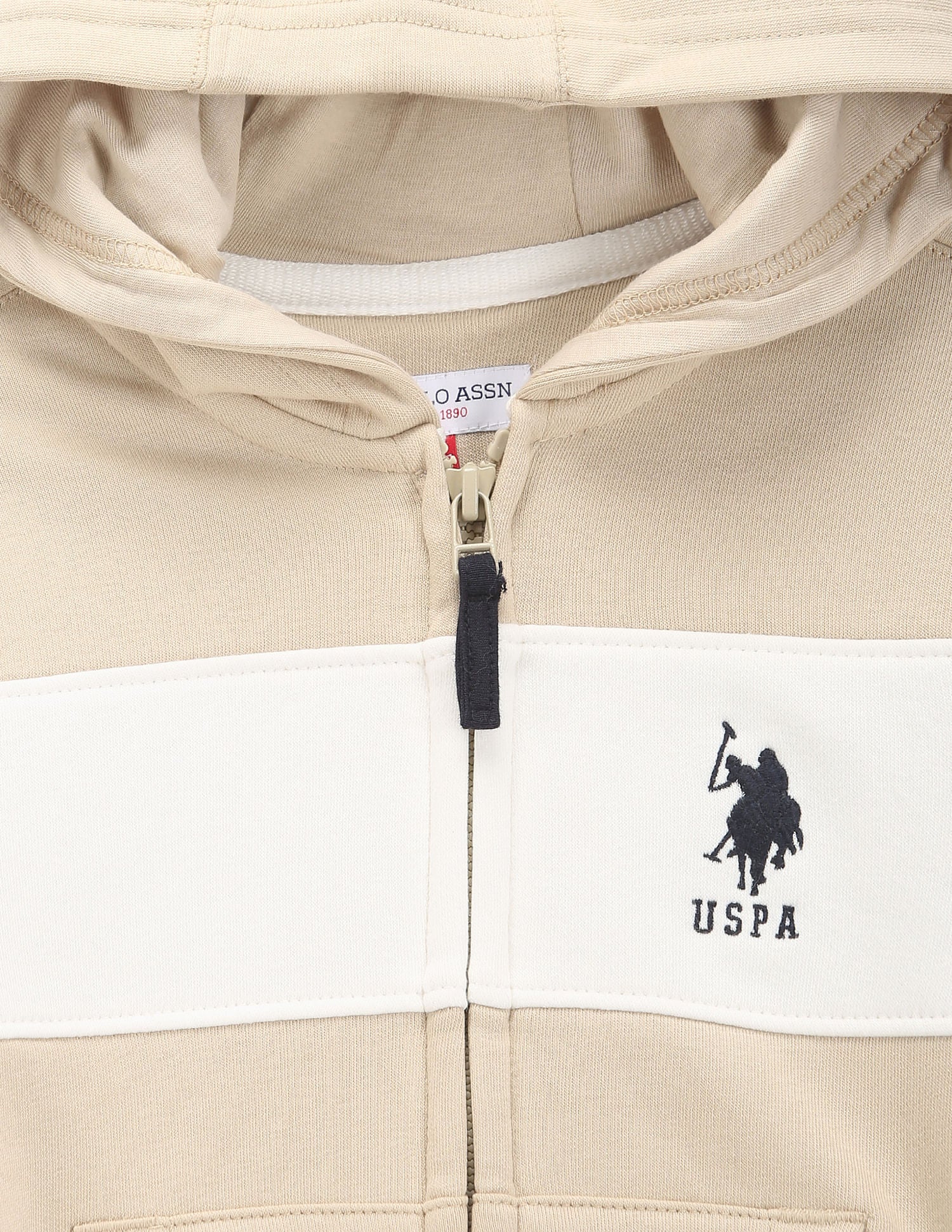 Boys Solid Hooded Sweatshirt Beige - U.S. Polo Assn. India | Large