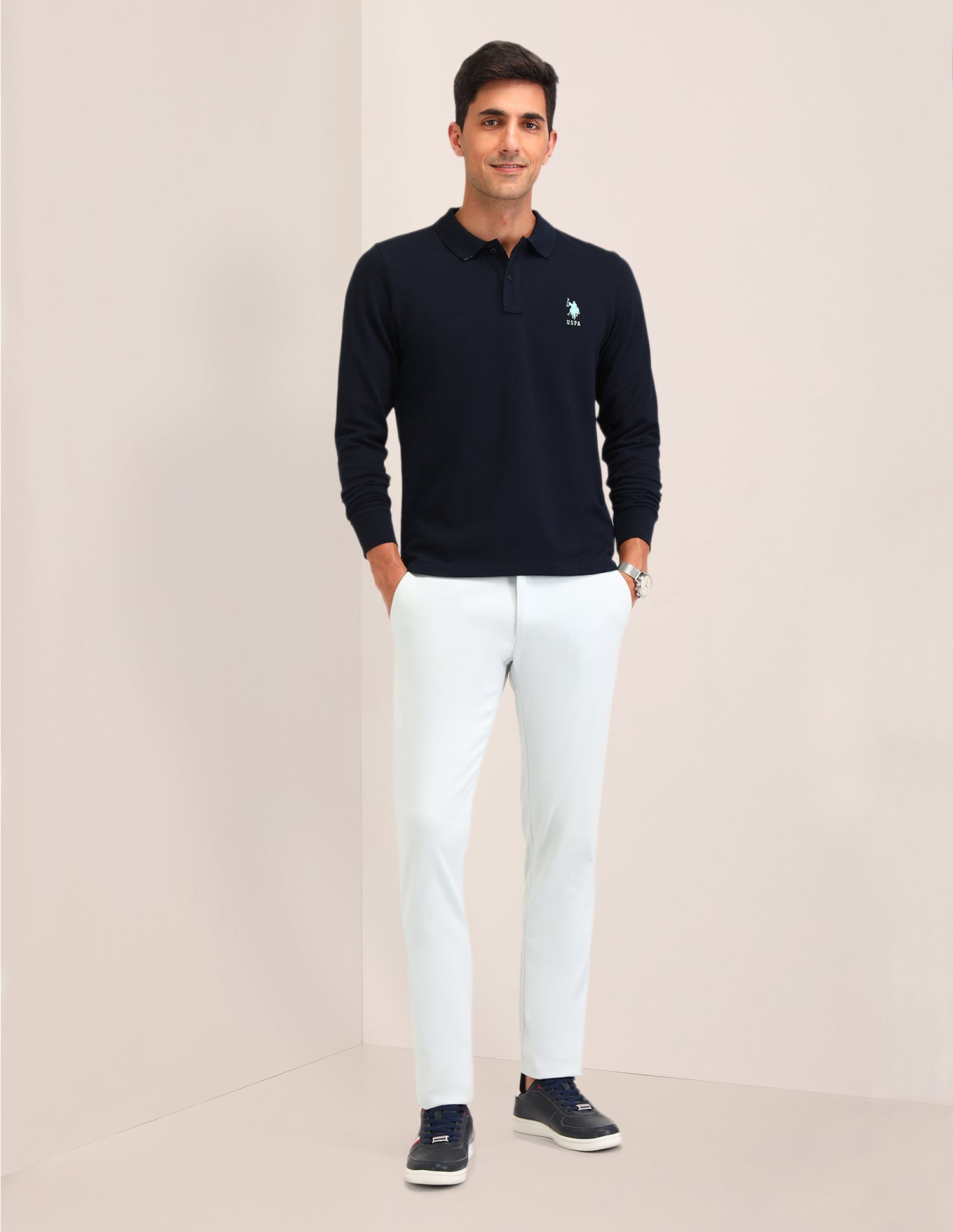 Solid Slim Fit Polo Shirts Navy - U.S. Polo Assn. India | Large