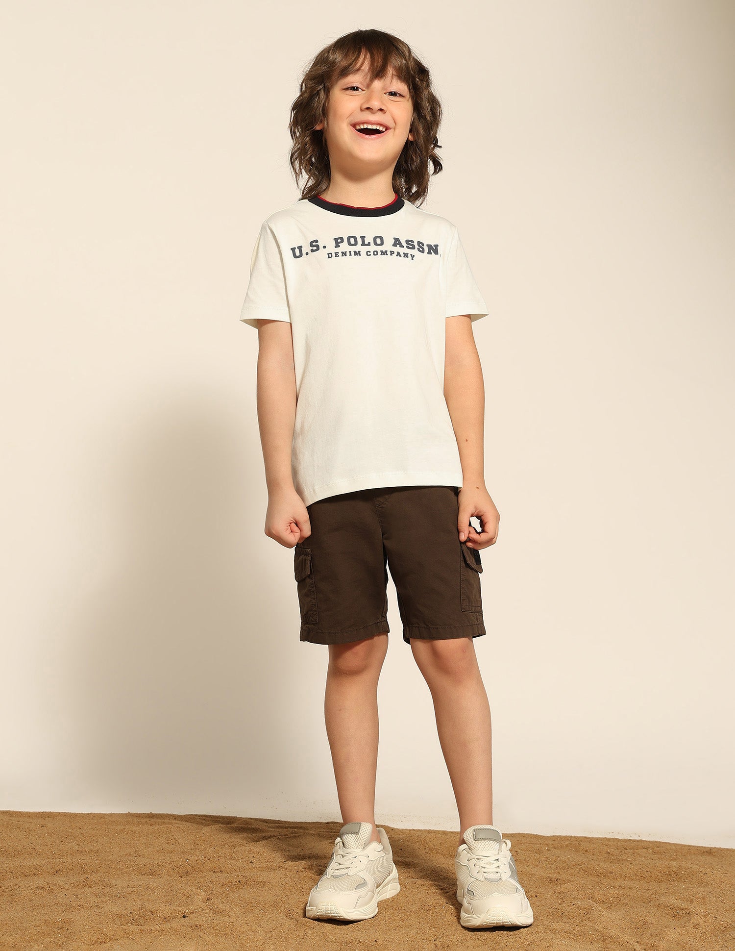 Boys Brand Embossed Pure Cotton T-Shirt White - U.S. POLO ASSN. | Large