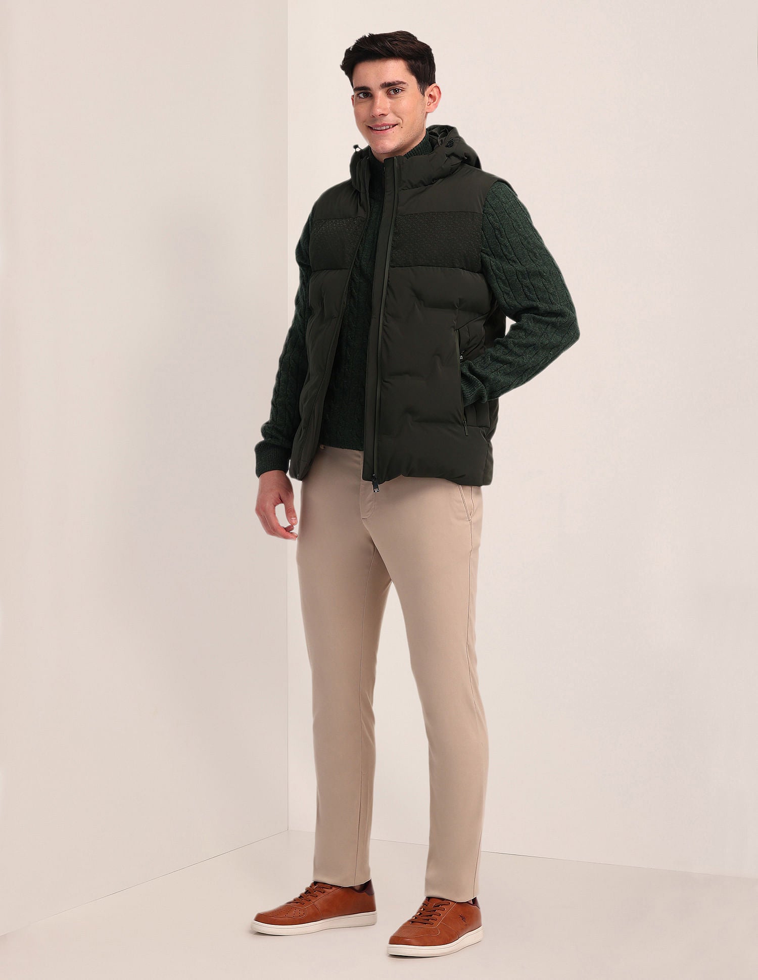 Detachable Hood Padded Jacket Olive - U.S. POLO ASSN. | Large