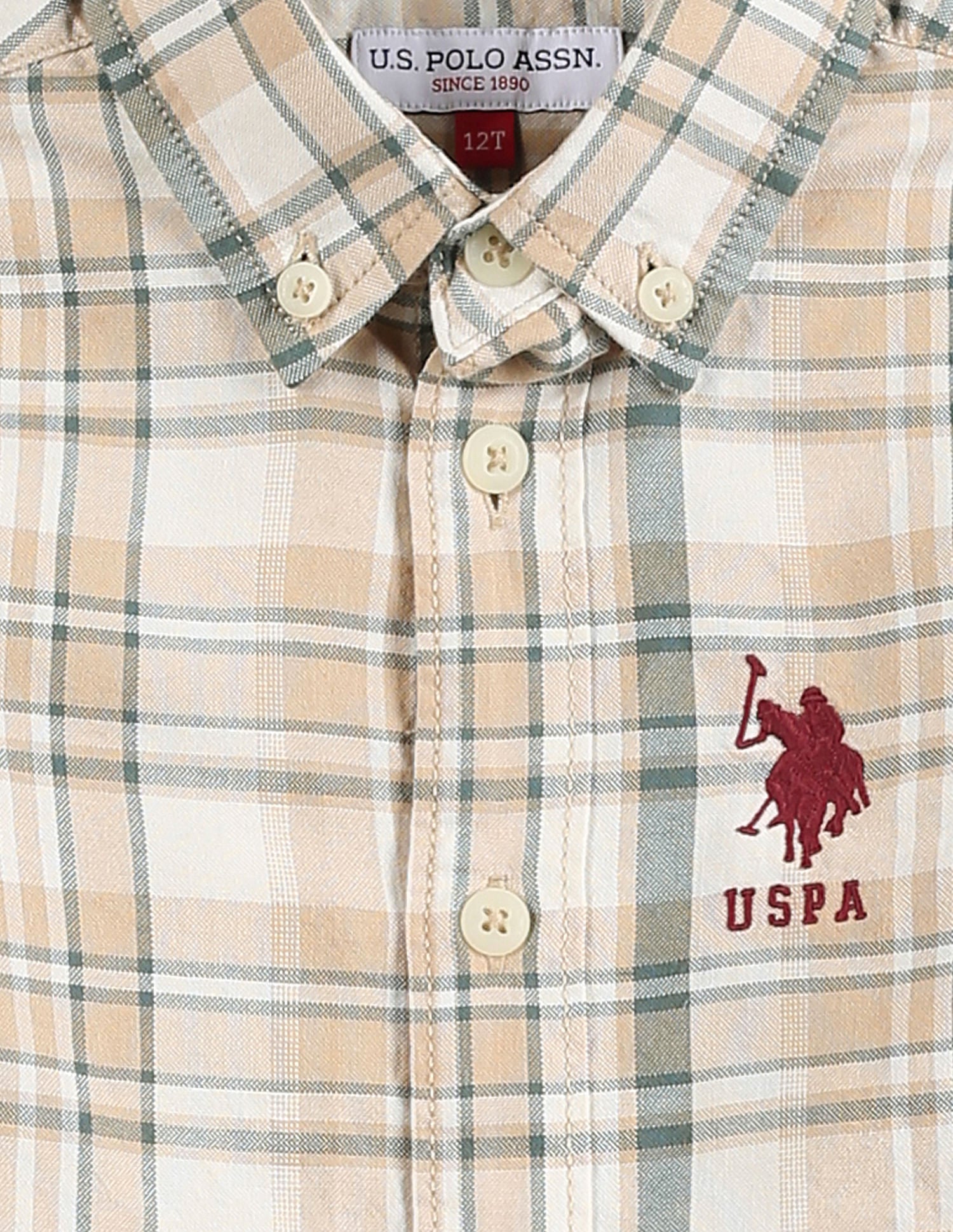 Tartan Check Oxford Shirt Beige - U.S. POLO ASSN. | Large