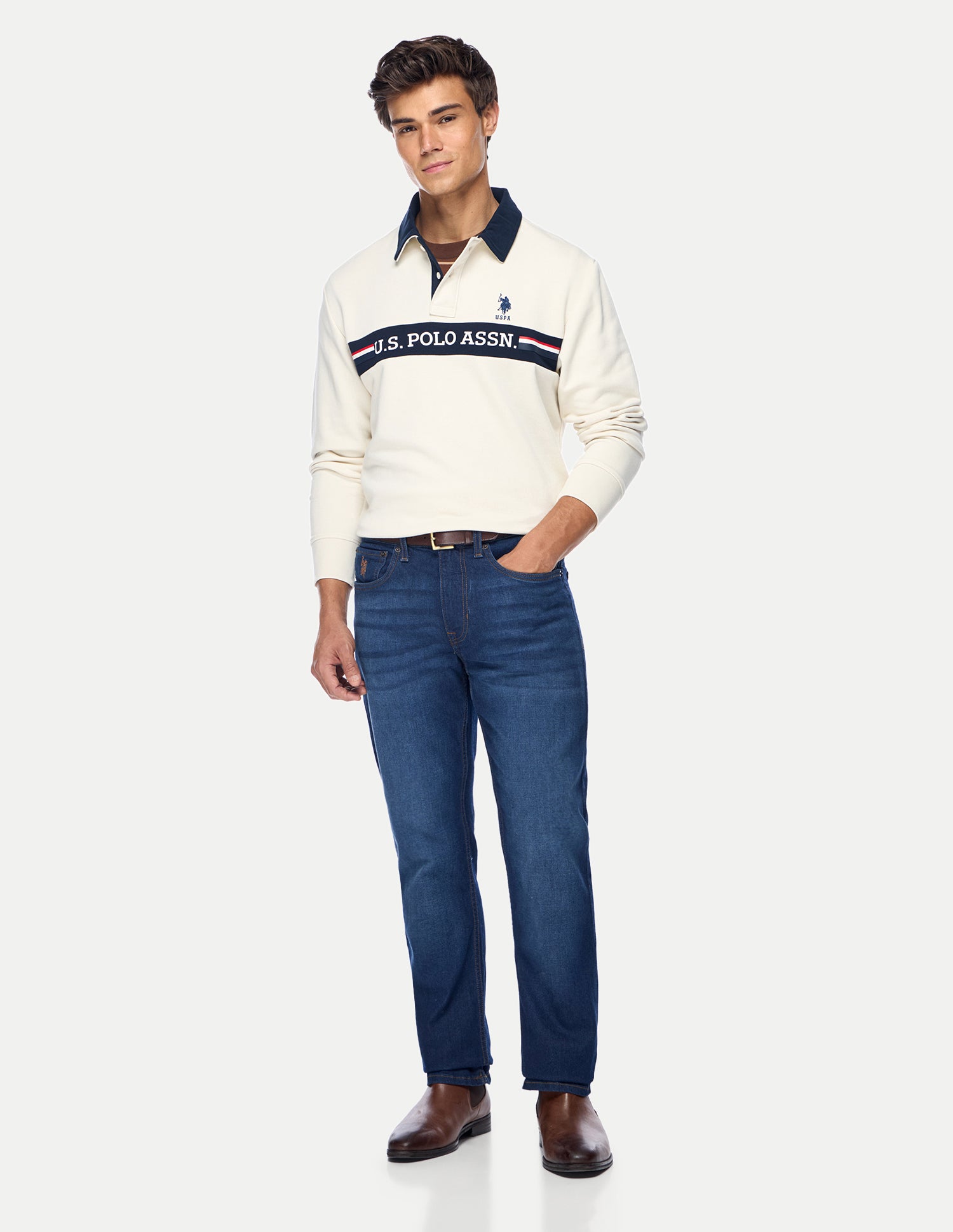 Brand Printed Regular Fit Sweatshirt Off White - U.S. Polo Assn. India | Large