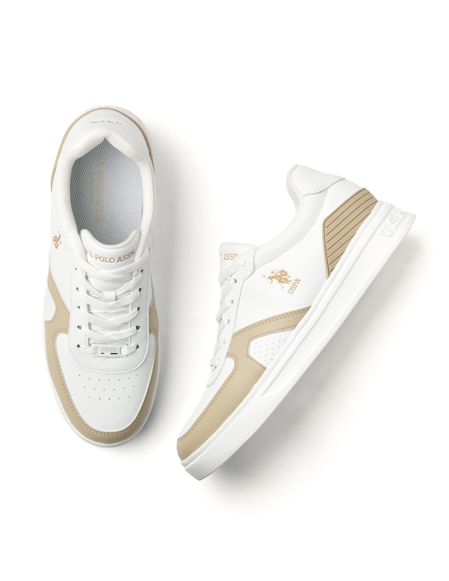 Men Nebo Colourblocked Sneakers Beige - U.S. Polo Assn. India | Large