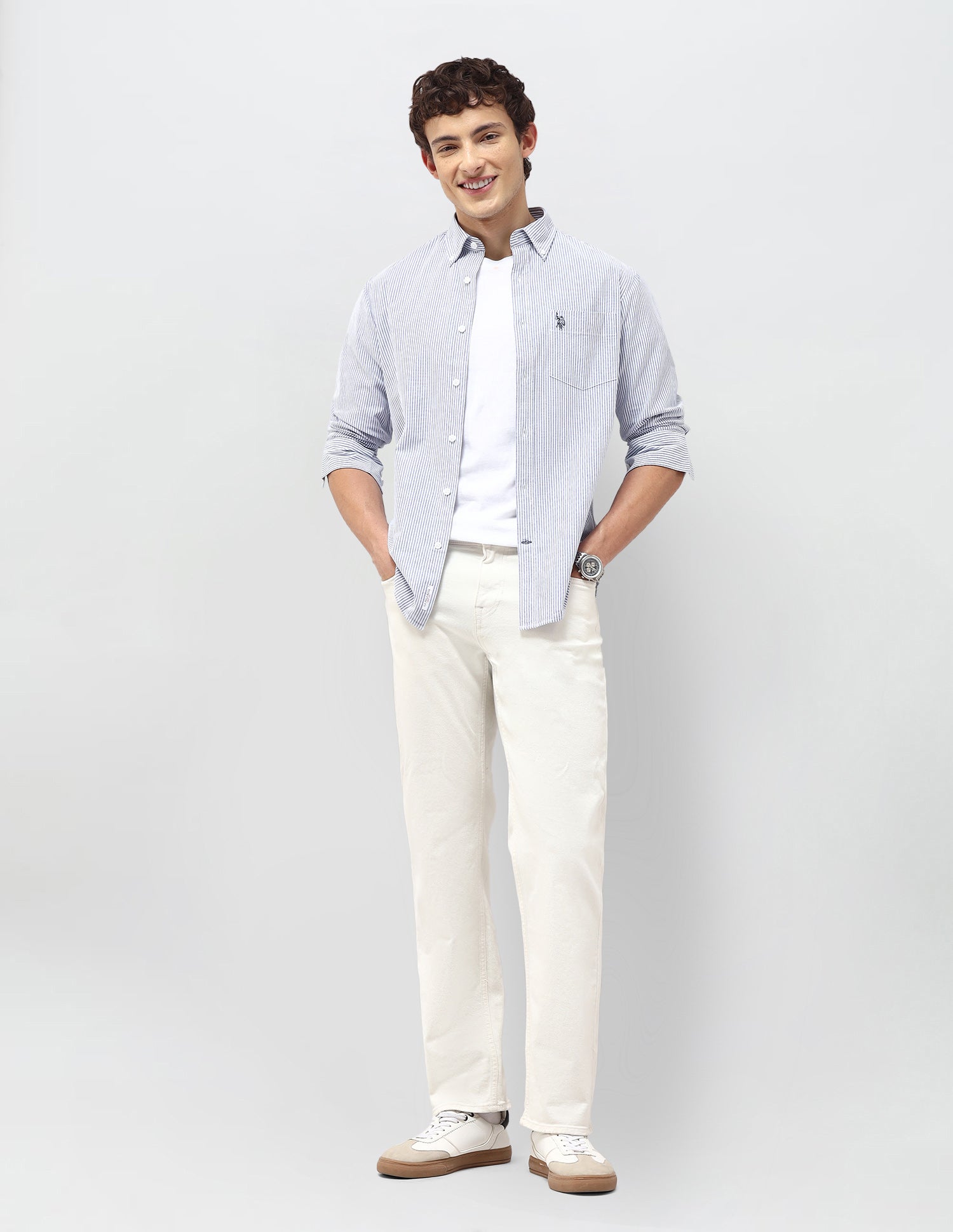 Vertical Striped Regular Fit Shirt Blue - U.S. Polo Assn. India | Large