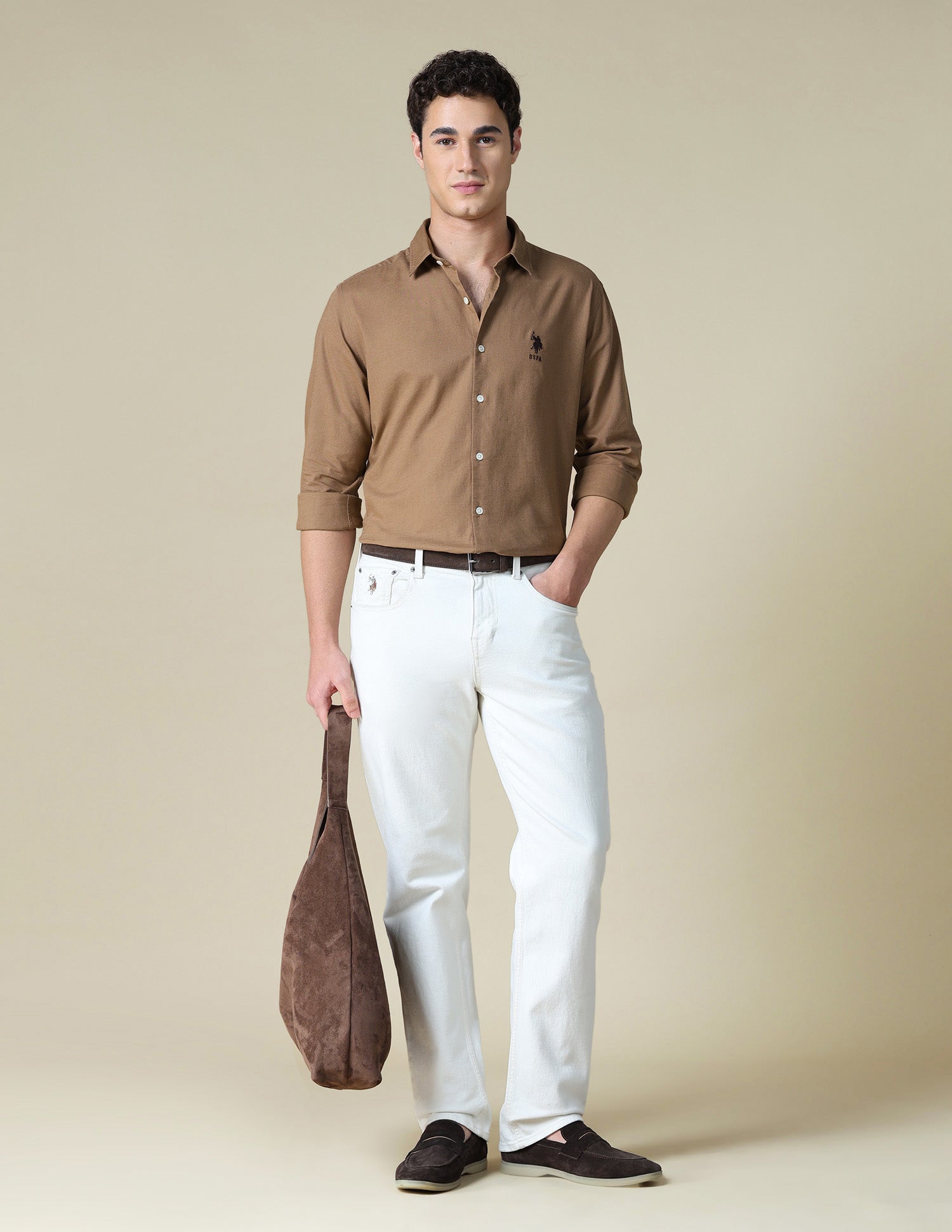 Solid Regular Fit Shirt Brown - U.S. Polo Assn. India | Large
