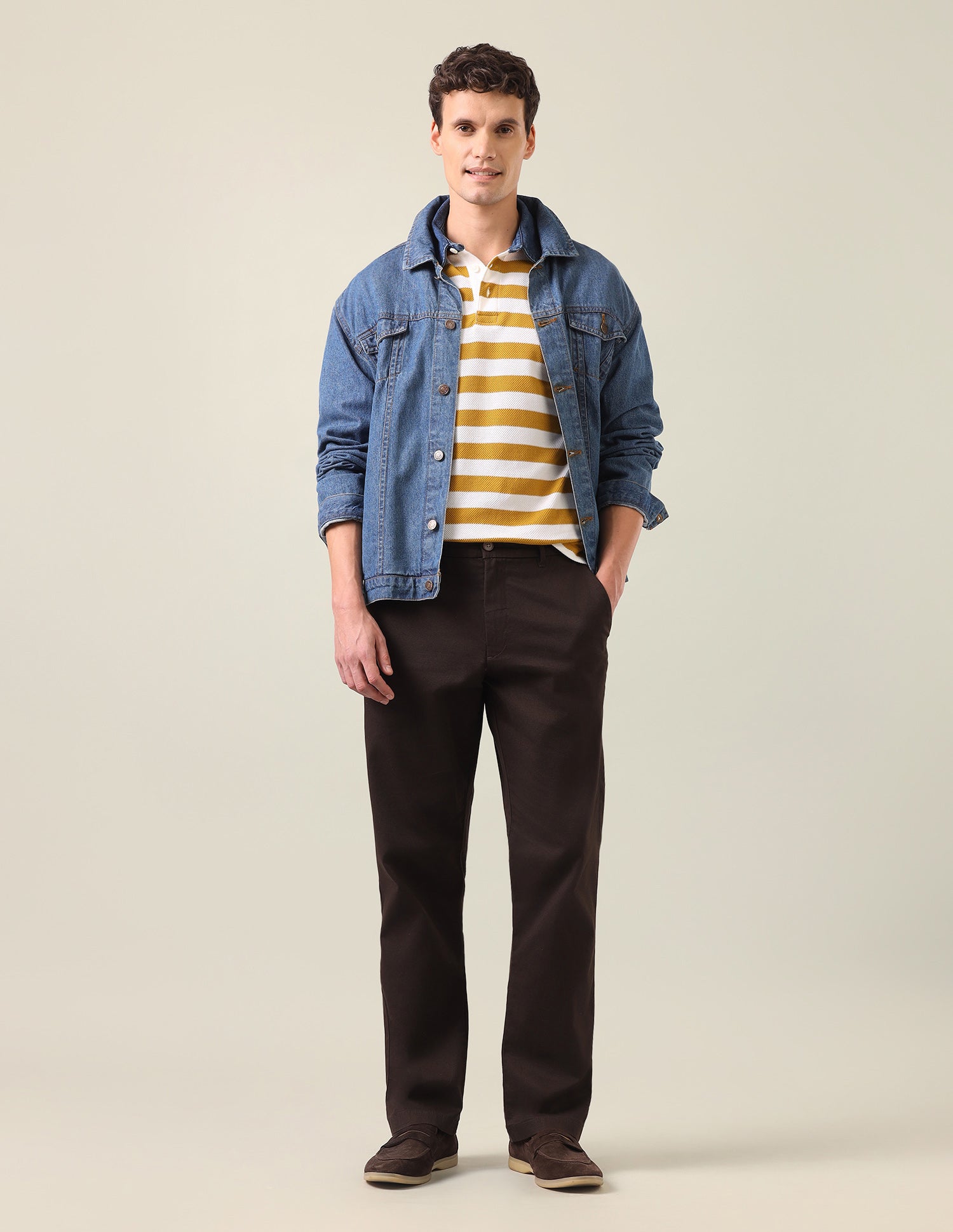 Horizontal Striped Slim Fit Polo Shirt Mustard - U.S. Polo Assn. India | Large