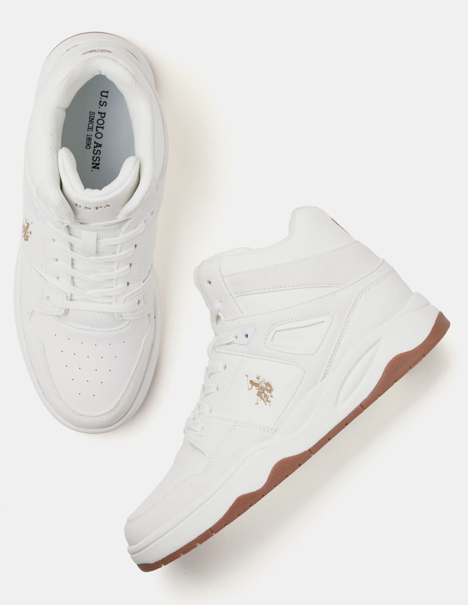 Men Bruce Mid Top Sneakers Off White - U.S. Polo Assn. India | Large