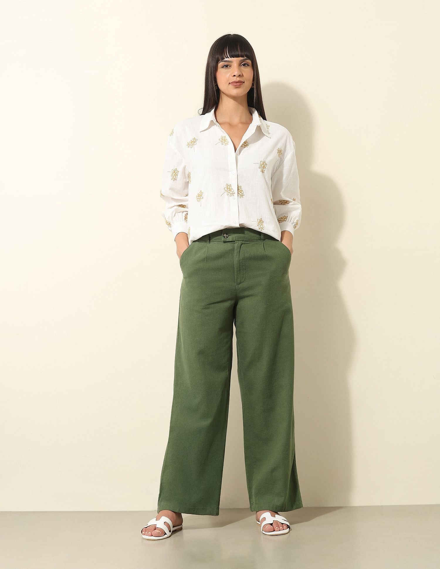 Floral Embroidered Top Ecru - U.S. POLO ASSN. | Large