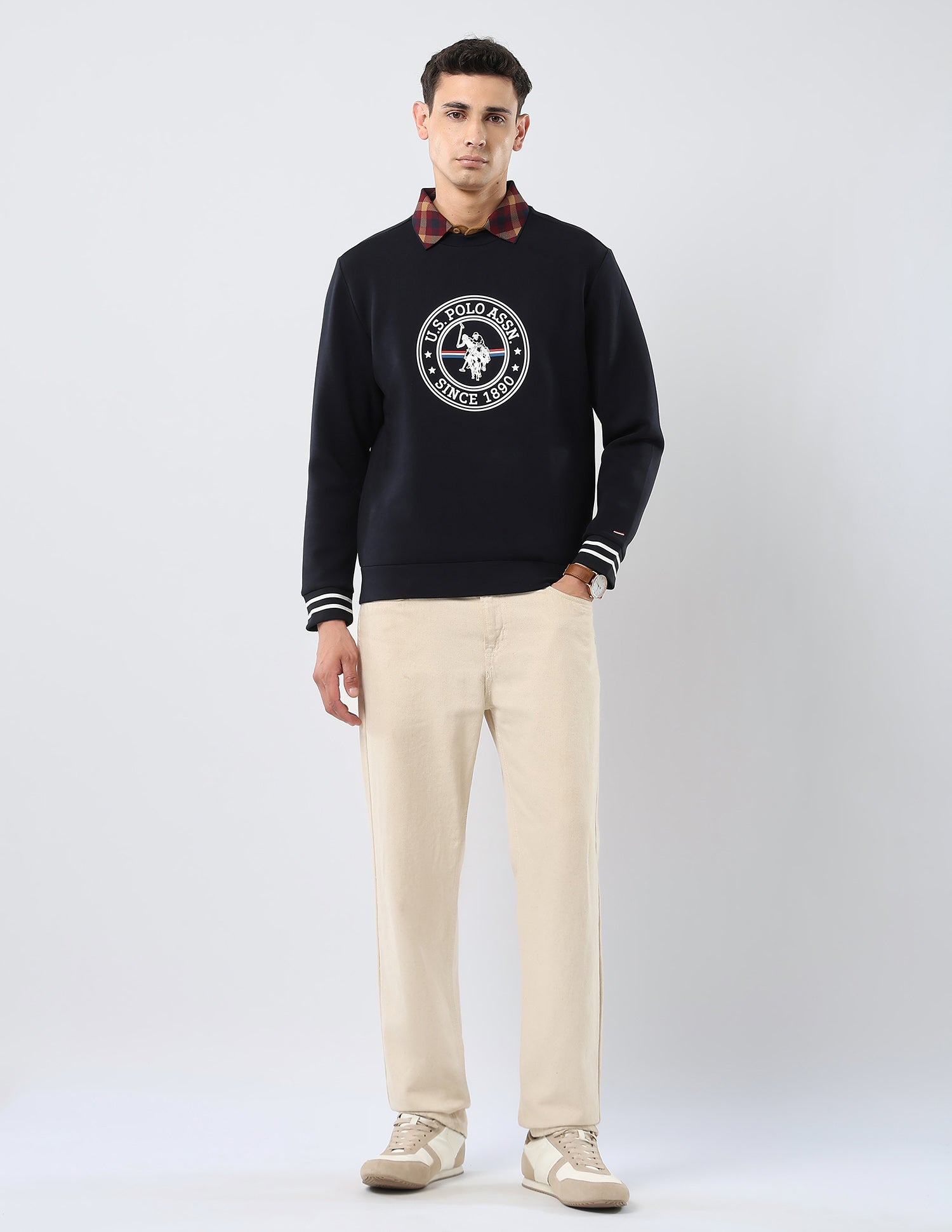 Brand Embossed Regular Fit Sweatshirt Navy - U.S. POLO ASSN. | Large