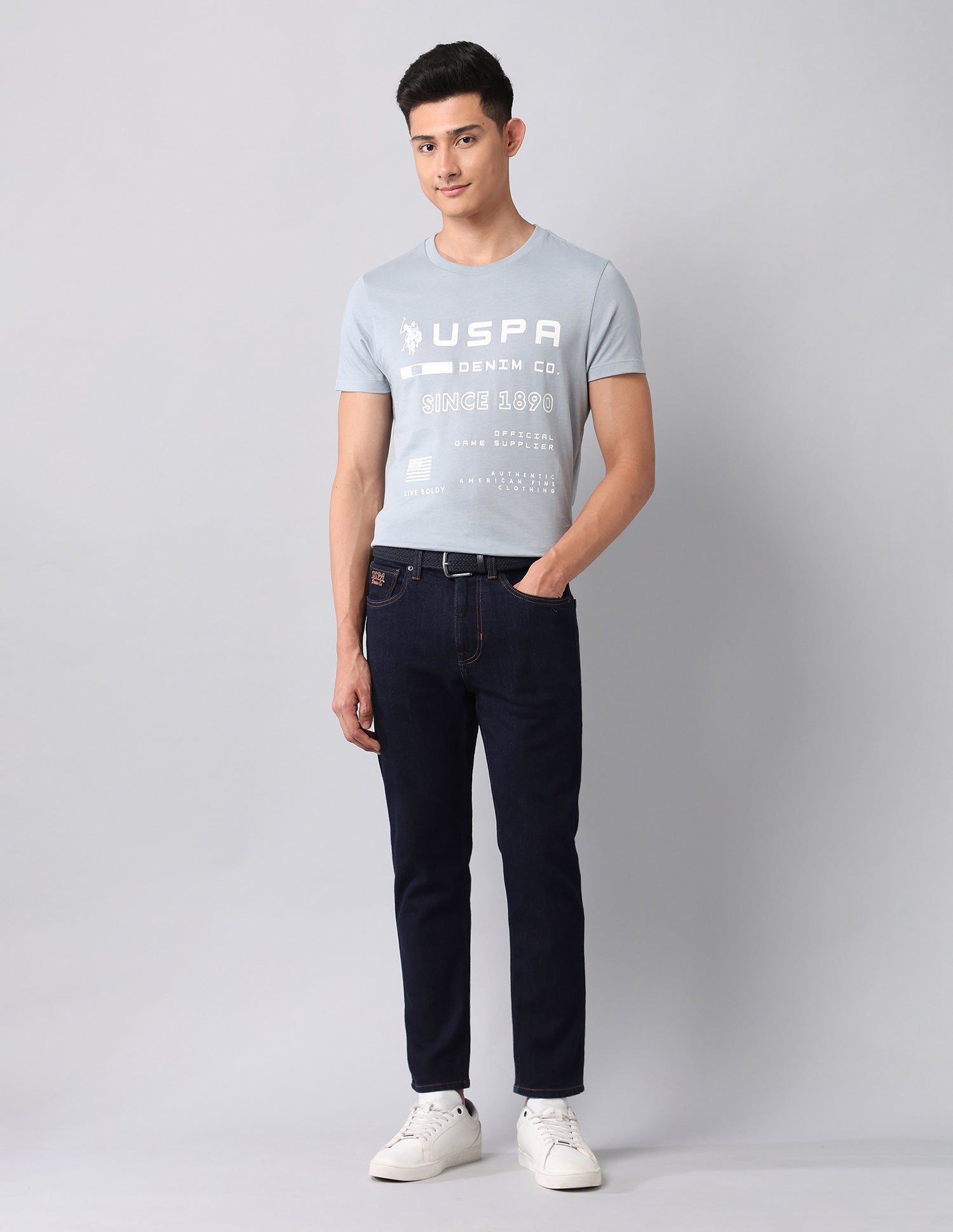 Cole Comfort Cropped Fit Blue Jeans Dark Blue - U.S. Polo Assn. India | Large