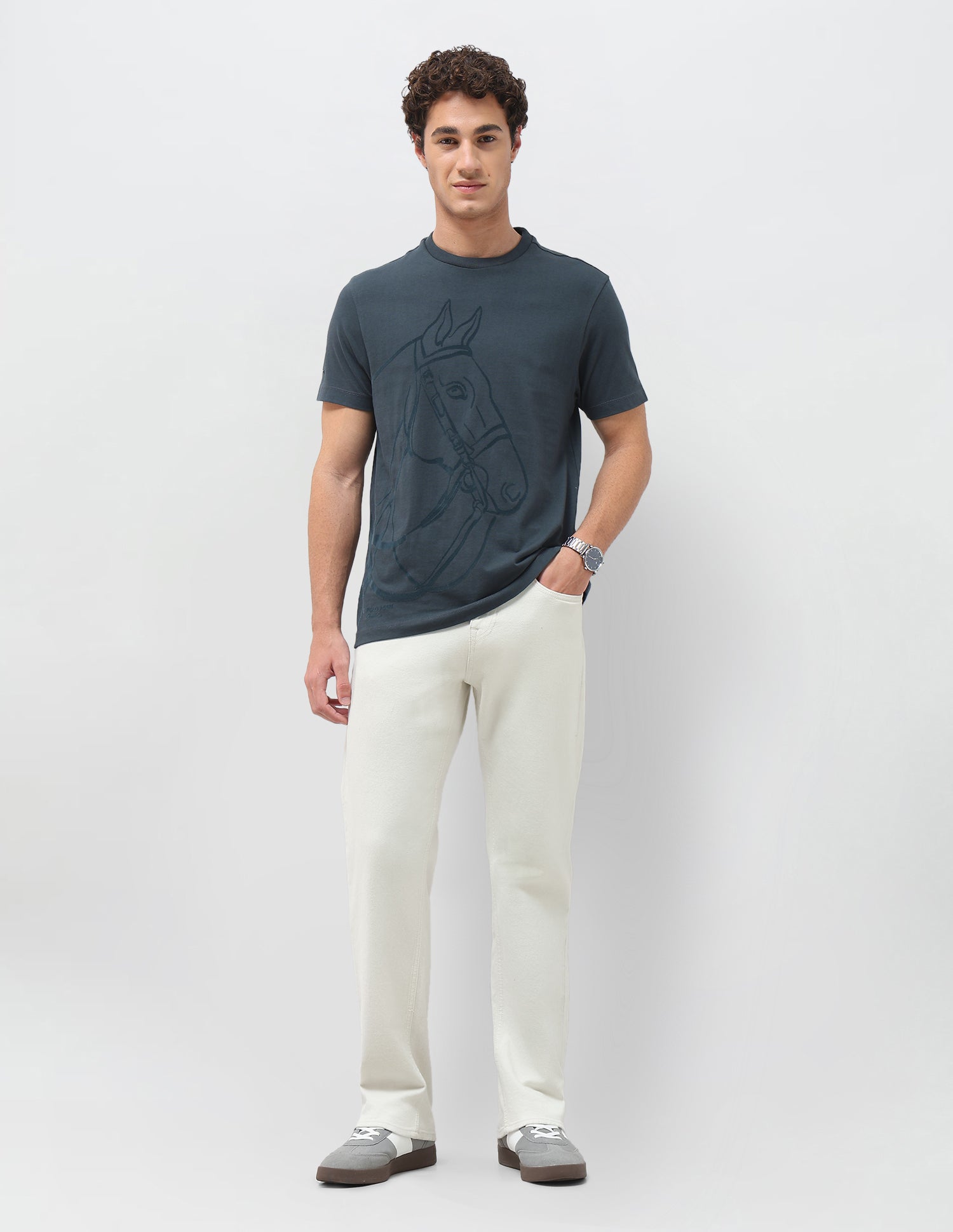 Graphic Printed Slim Fit T-Shirt Teal - U.S. Polo Assn. India | Large