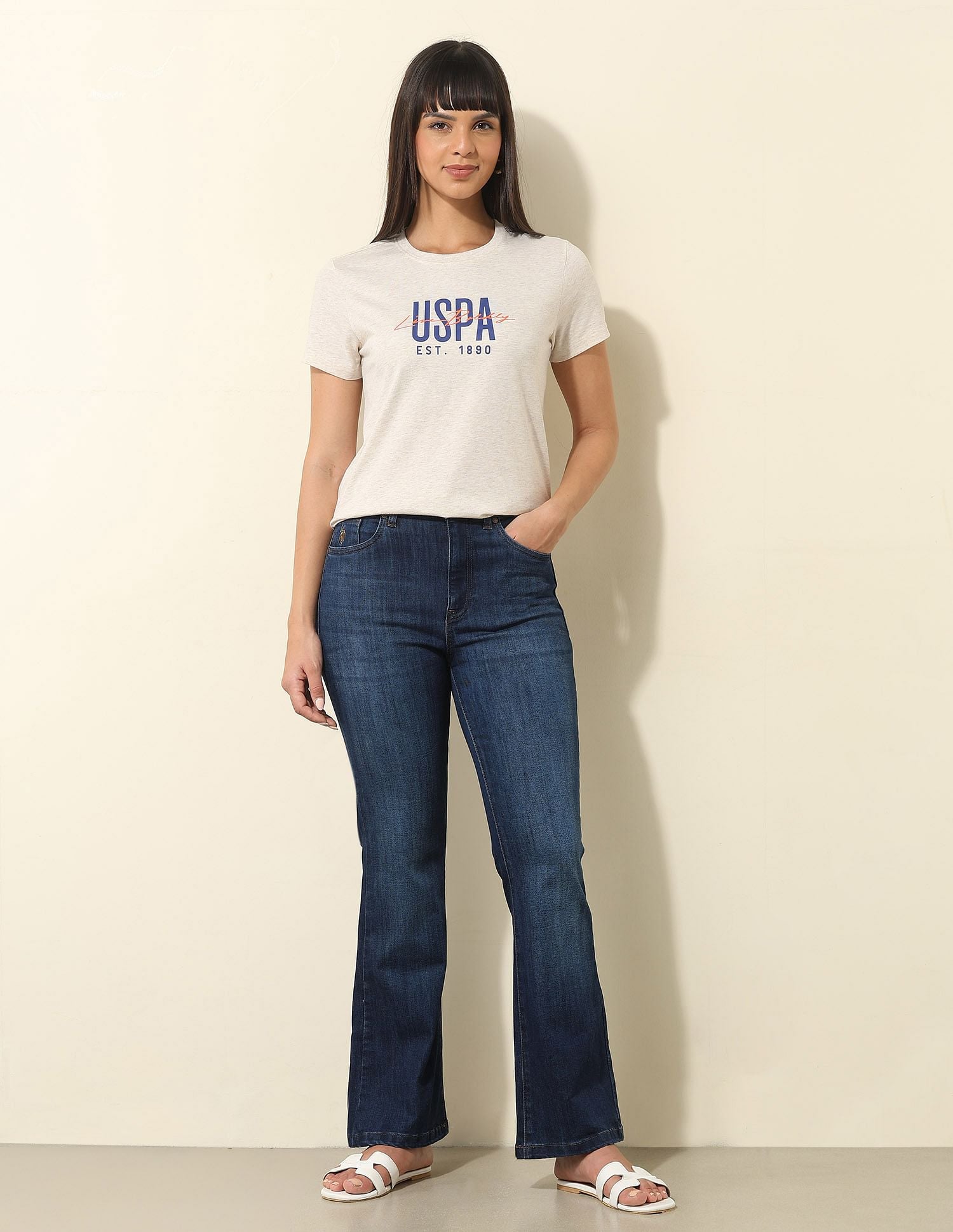 Regular Fit Brand Printed T-Shirt Beige - U.S. Polo Assn. India | Large