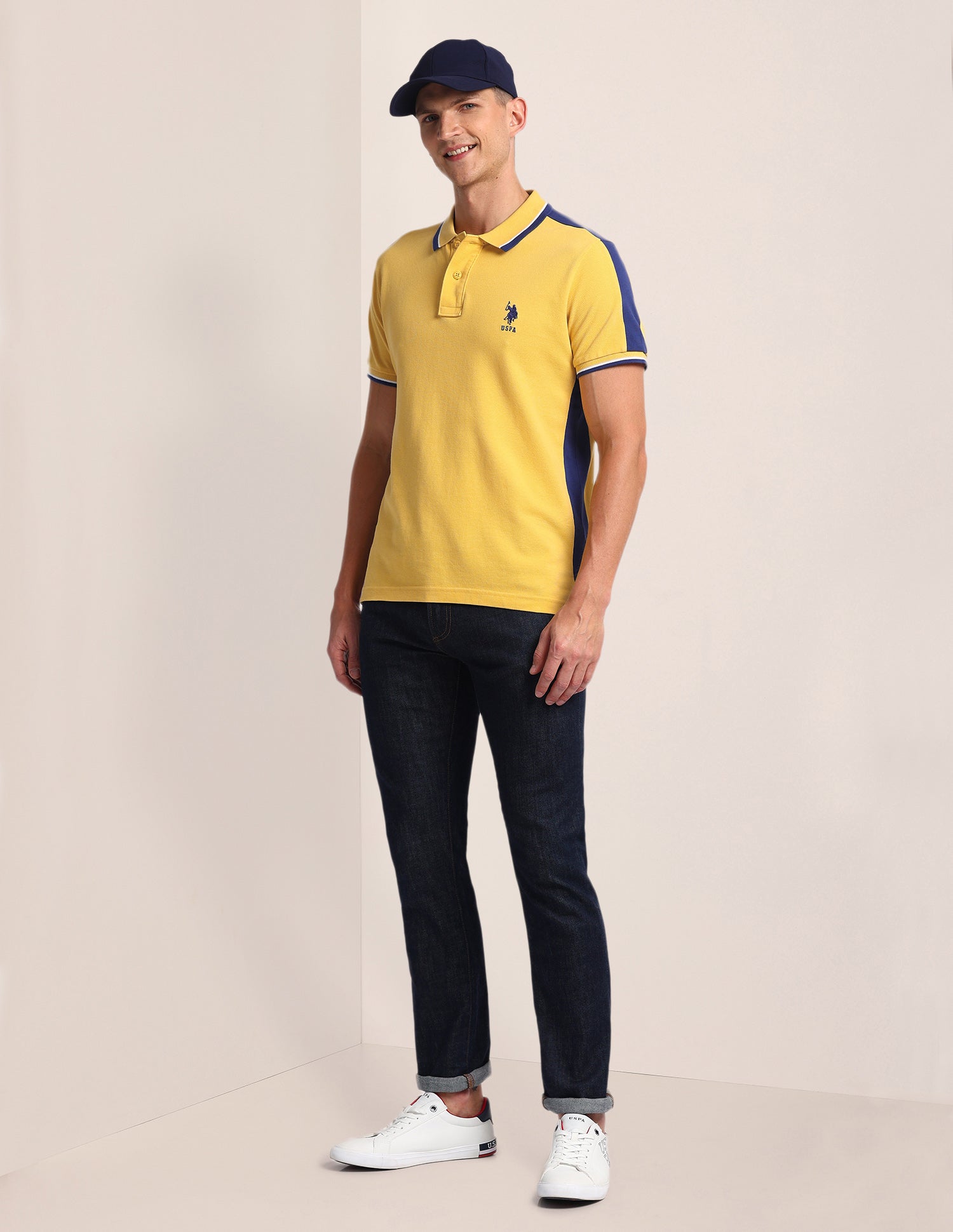 Colour Blocked Slim Fit Polo Shirt Yellow - U.S. POLO ASSN. | Large