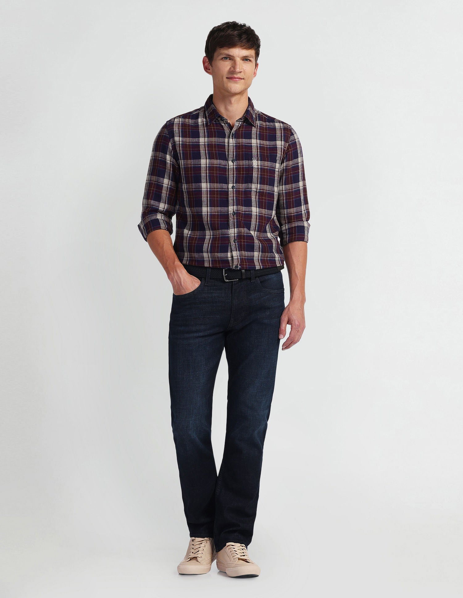 Tartan Check Slim Fit Shirt NAVY BLUE - U.S. Polo Assn. India | Large