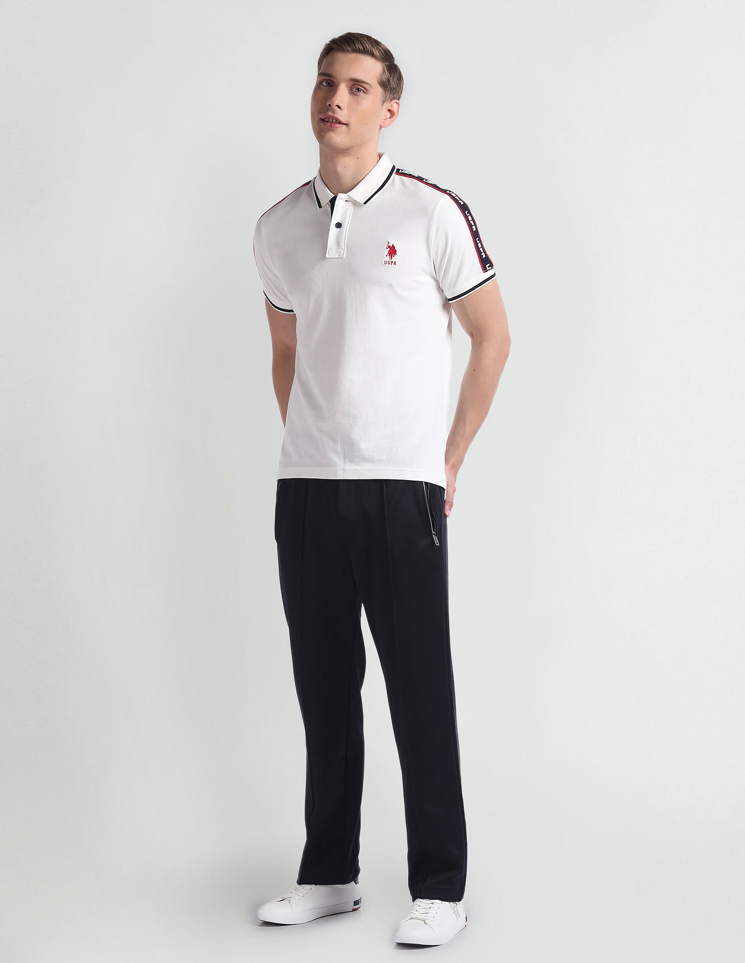 Brand Tape Cotton Polo Shirt Ivory - U.S. Polo Assn. India | Large