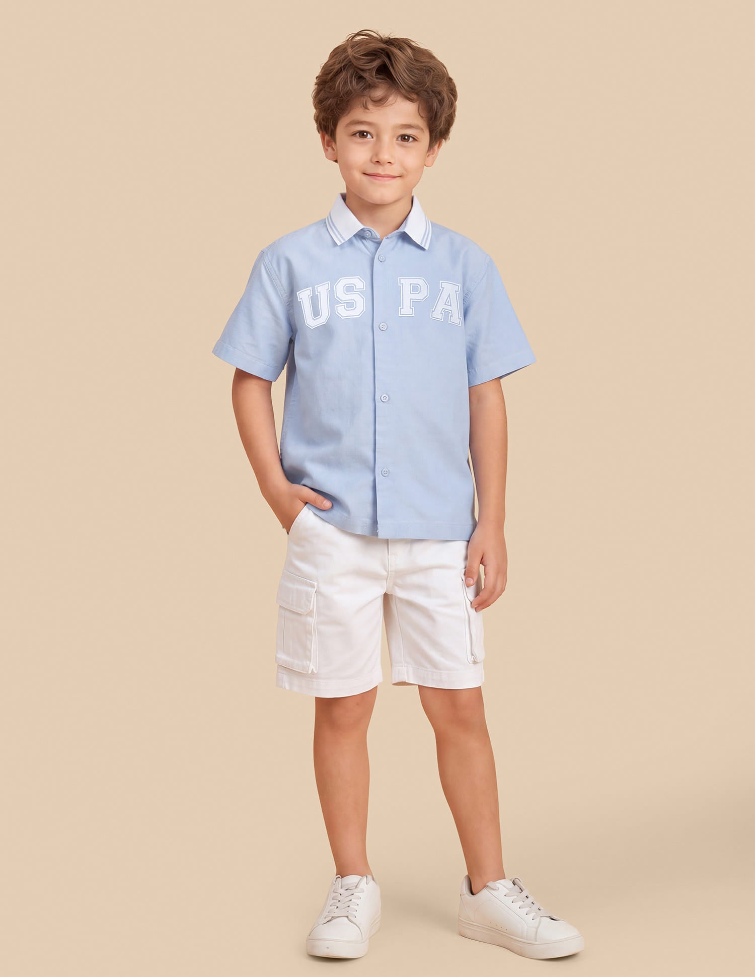 Graphic Printed Regular Fit Shirt Light Blue - U.S. Polo Assn. India | Large