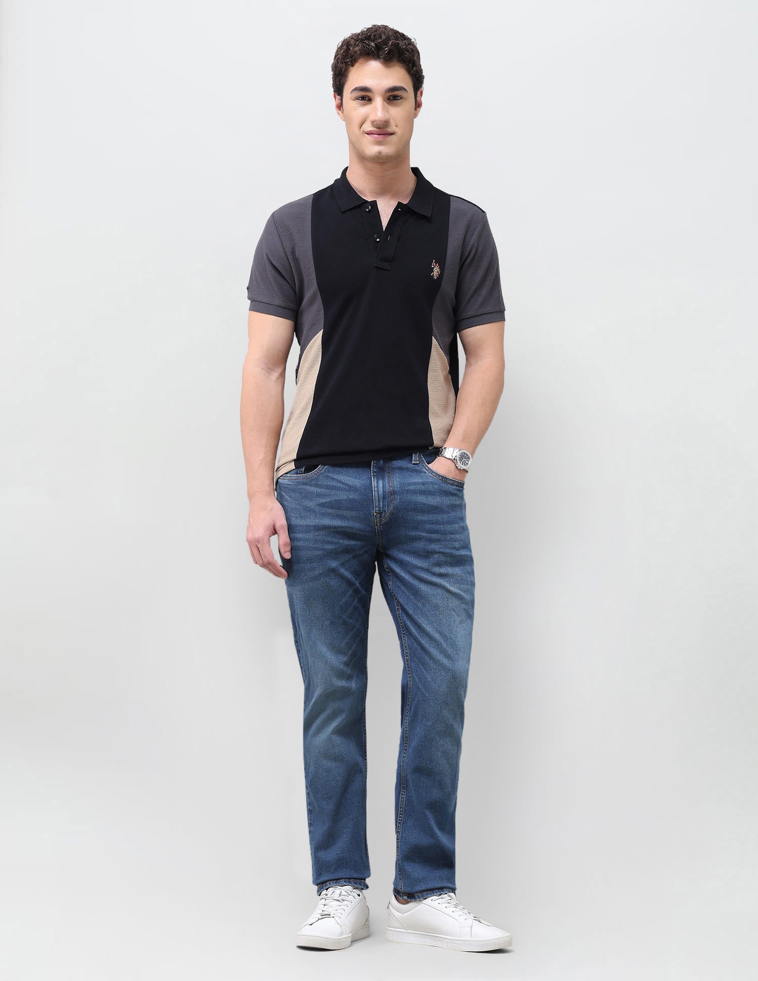 Solid Slim Straight Fit Jeans Blue - U.S. Polo Assn. India | Large